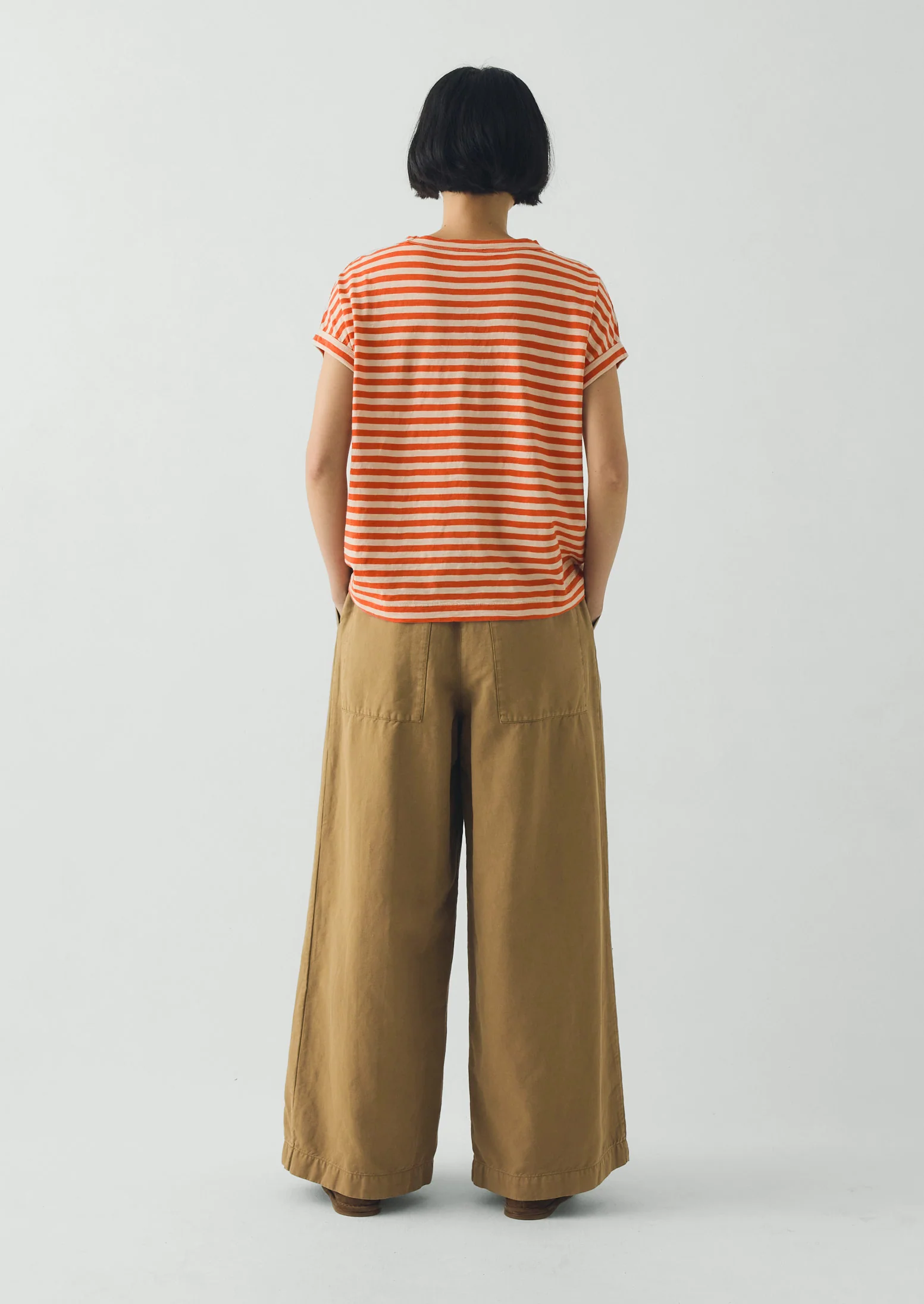Alda Stripe Cotton Easy Tee | Mango/Shell - Image 4