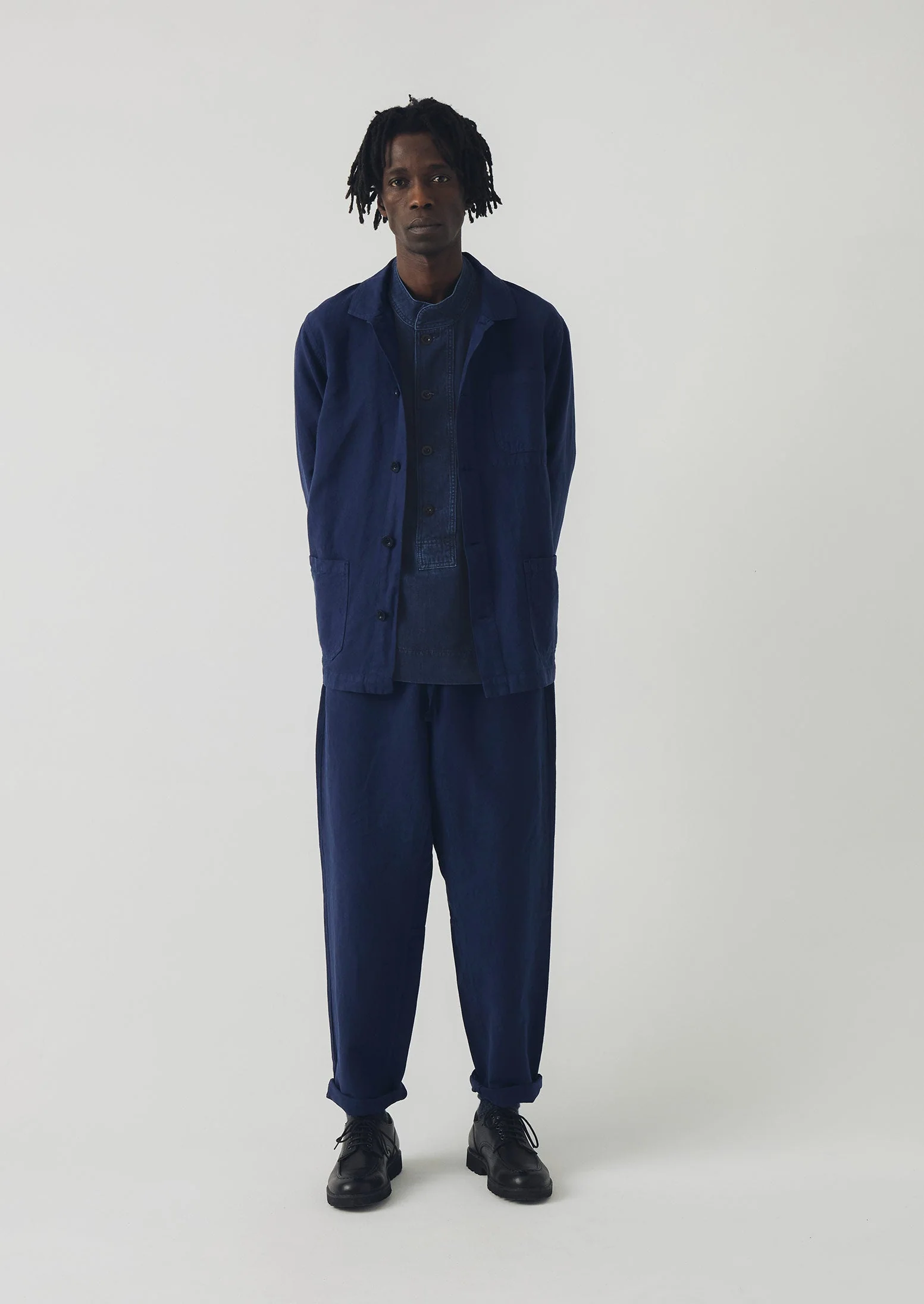 Alfie Garment Dyed Herringbone Trousers | Dark Indigo - Image 3