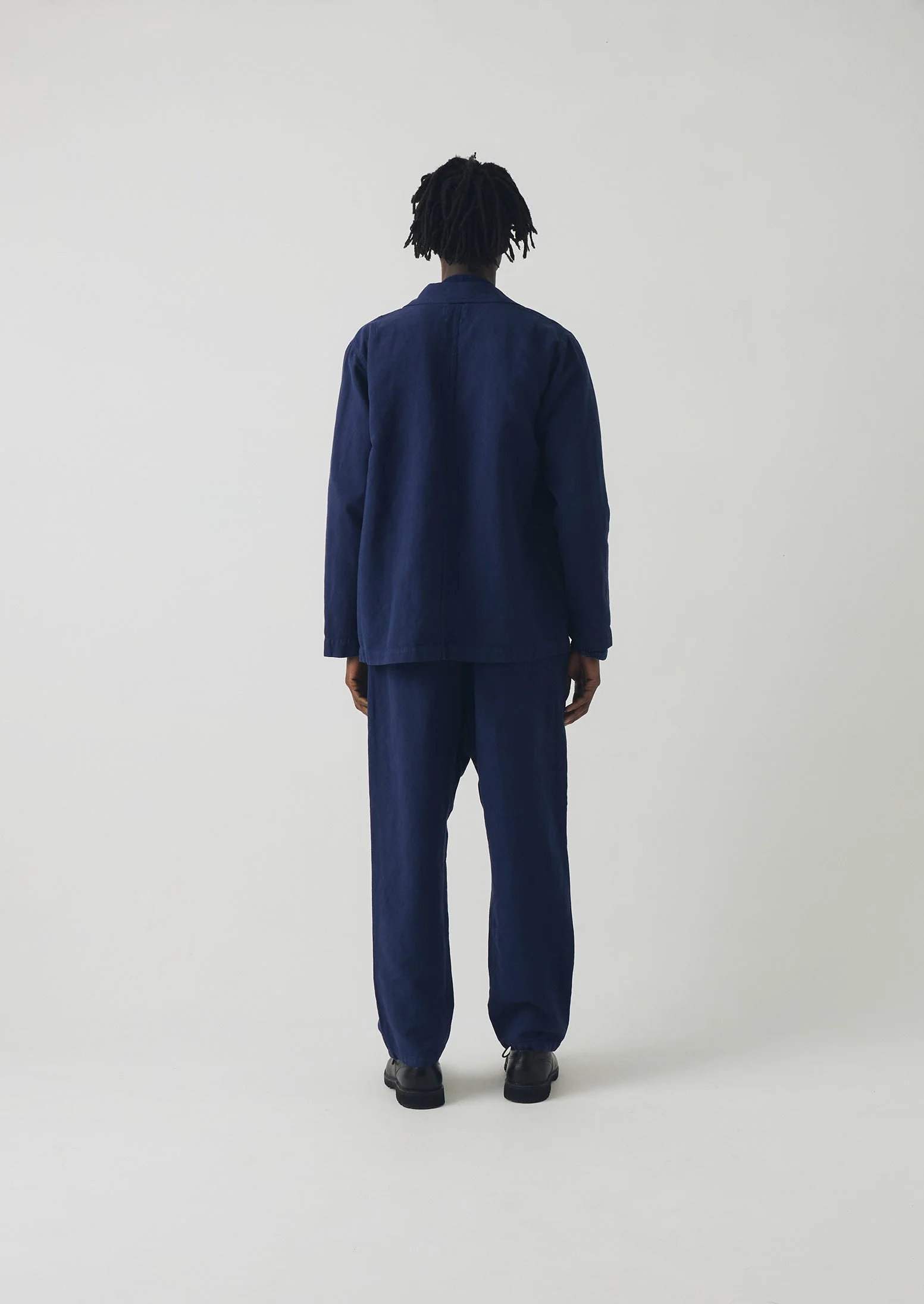 Alfie Garment Dyed Herringbone Trousers | Dark Indigo - Image 4