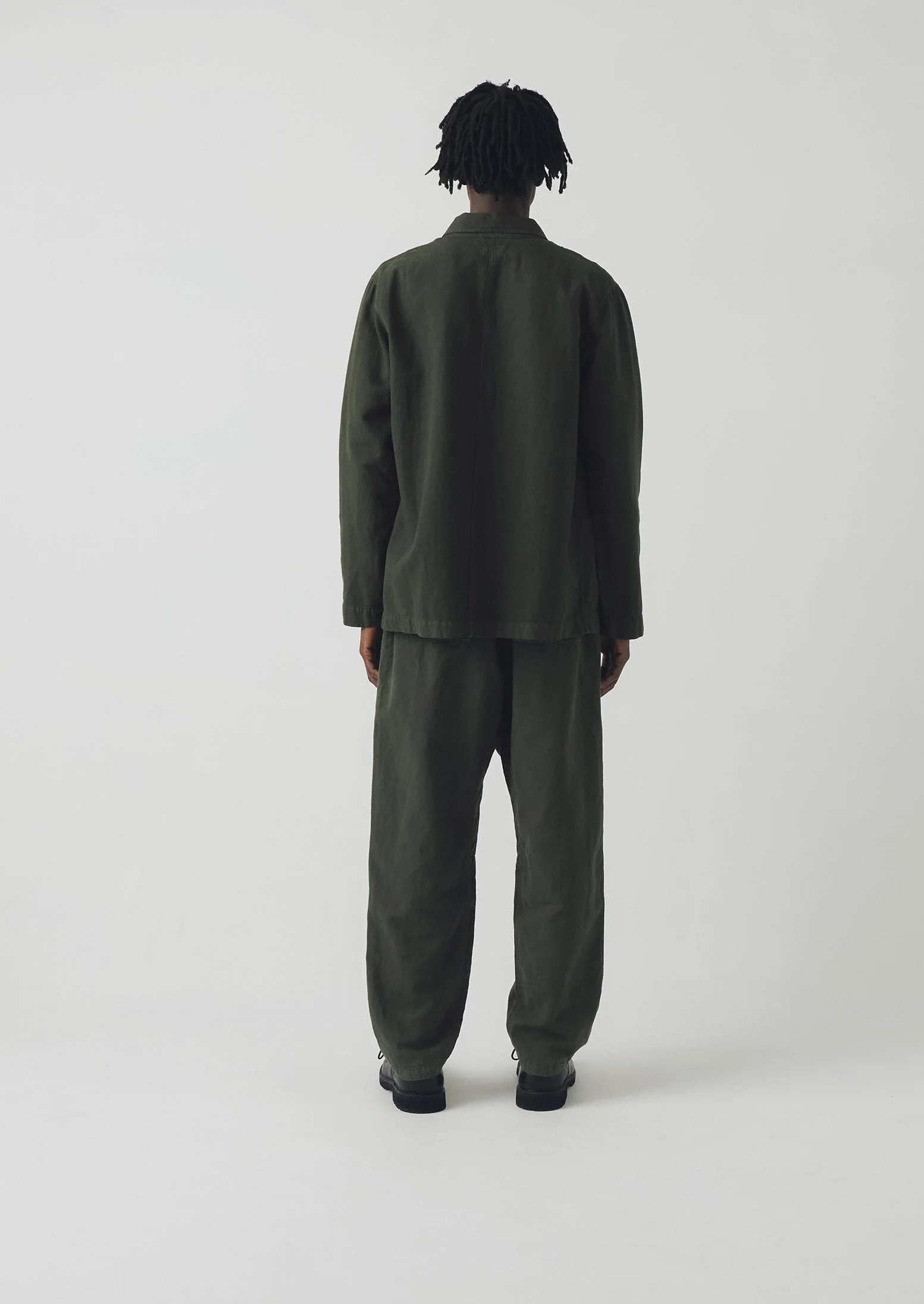 Alfie Garment Dyed Herringbone Trousers | Dark Moss - Image 4