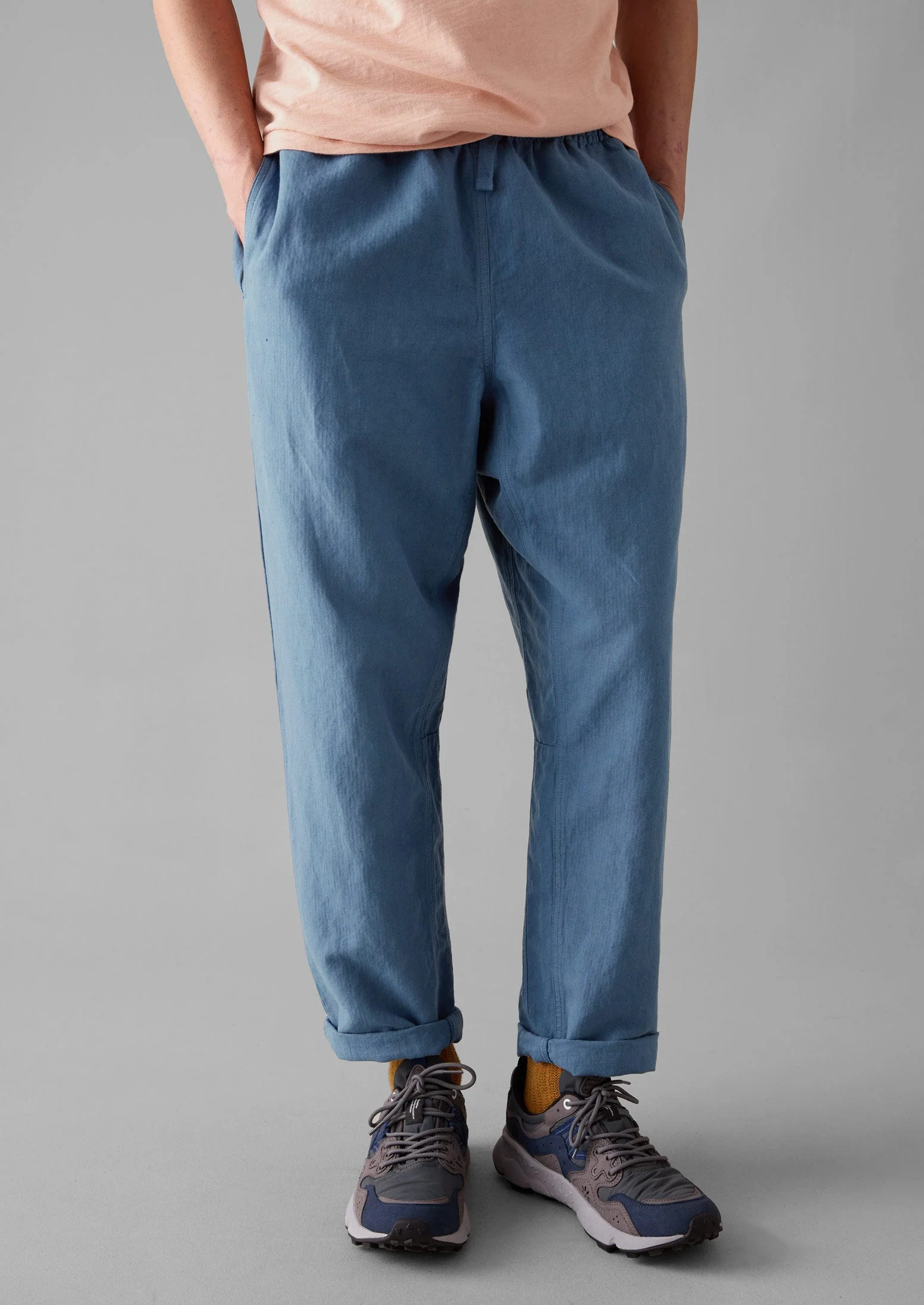 Alfie Garment Dyed Herringbone Trousers | Slate Blue - Image 4