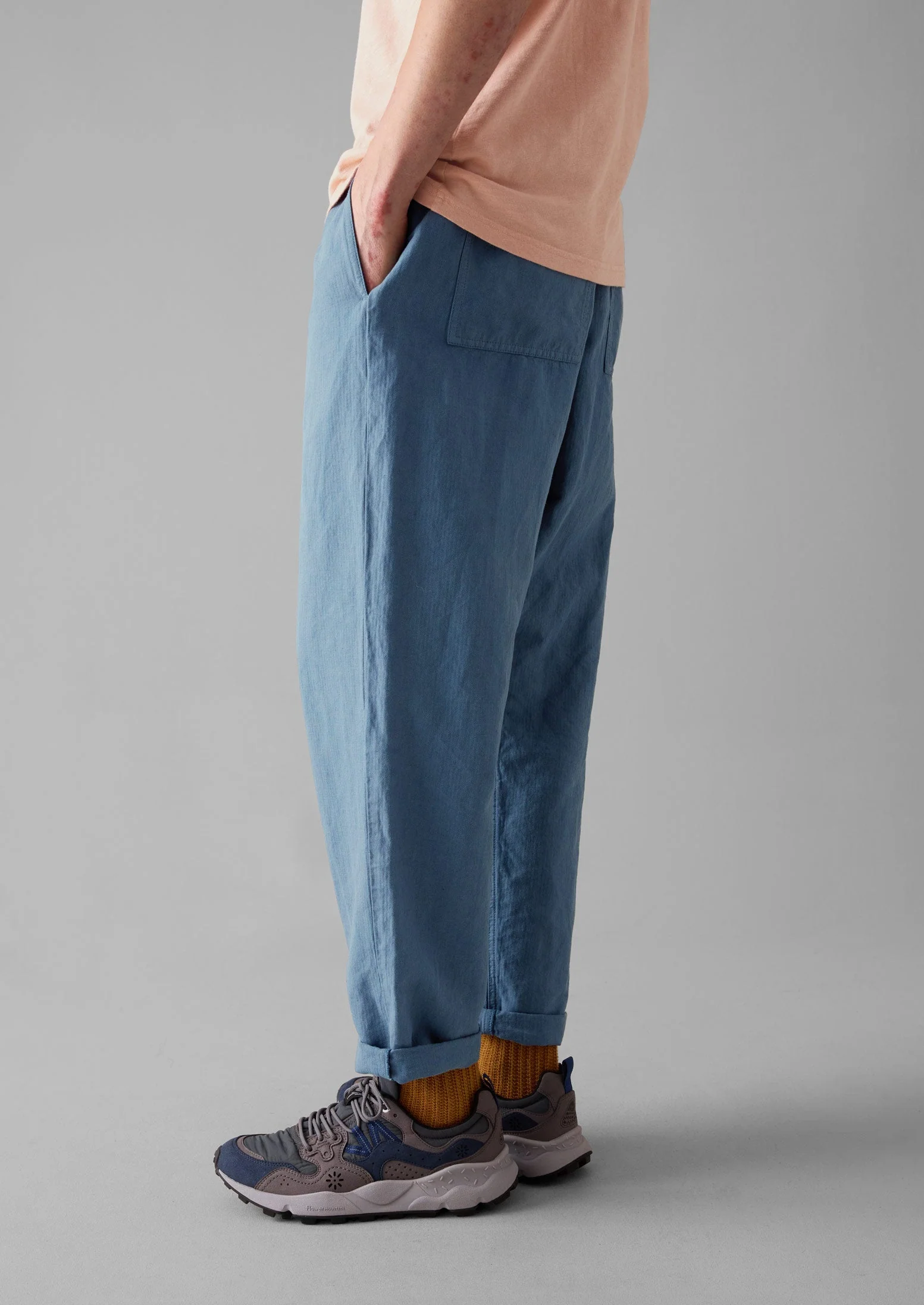 Alfie Garment Dyed Herringbone Trousers | Slate Blue - Image 5