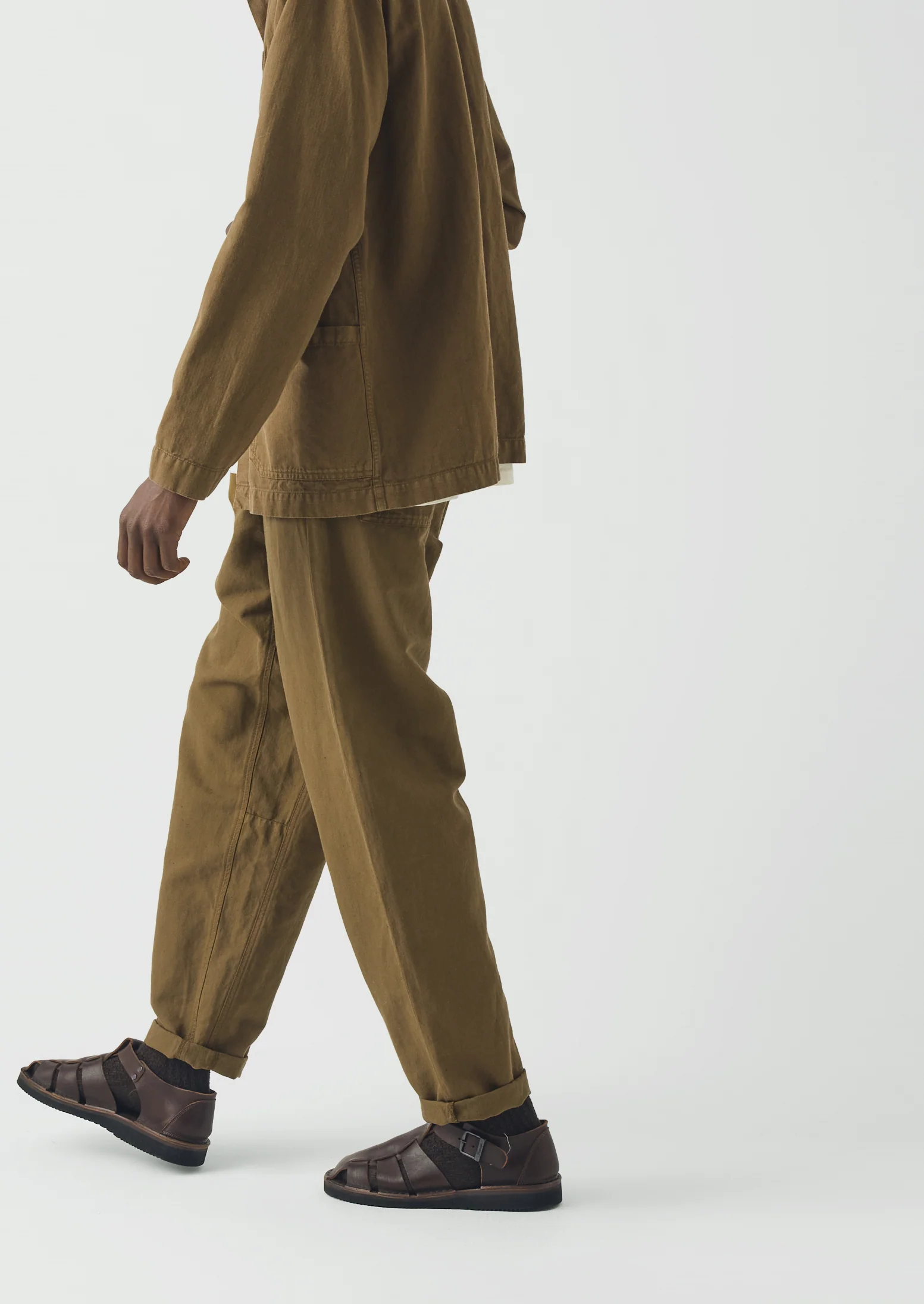 Alfie Garment Dyed Herringbone Trousers | Woodland Green - Image 5
