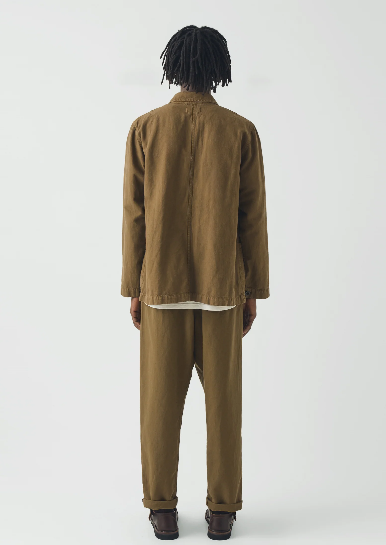 Alfie Garment Dyed Herringbone Trousers | Woodland Green - Image 6