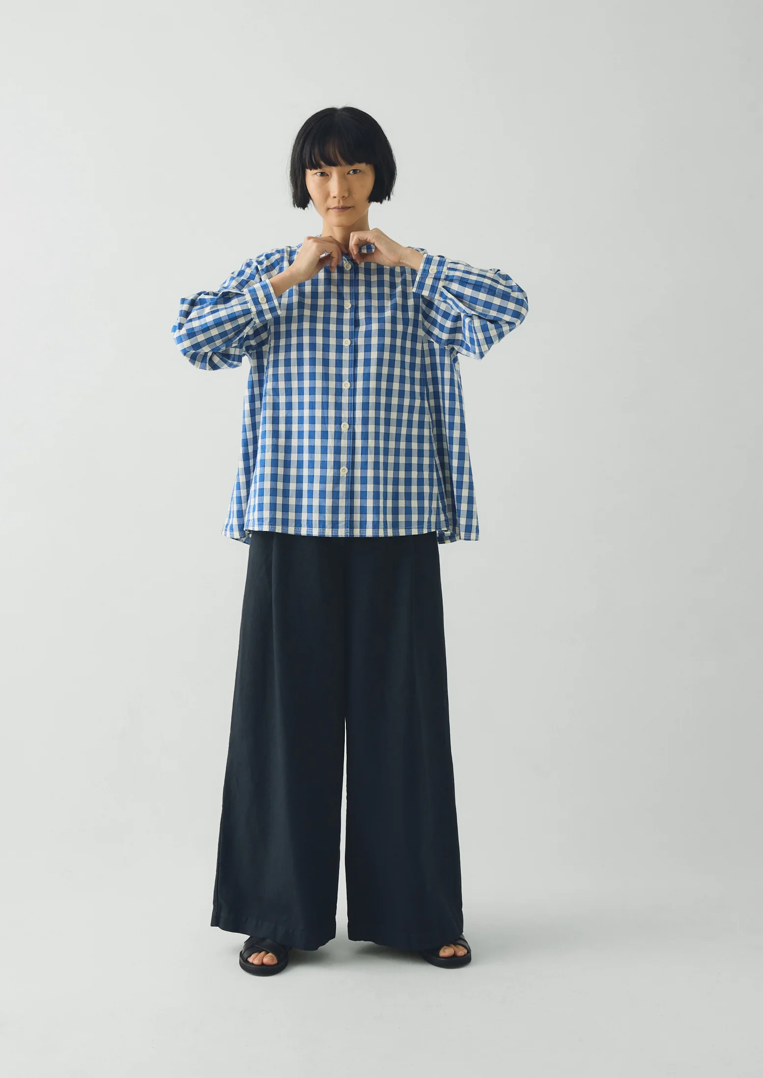 Alfresco Gingham Cotton Shirt | Pacific Blue - Image 3