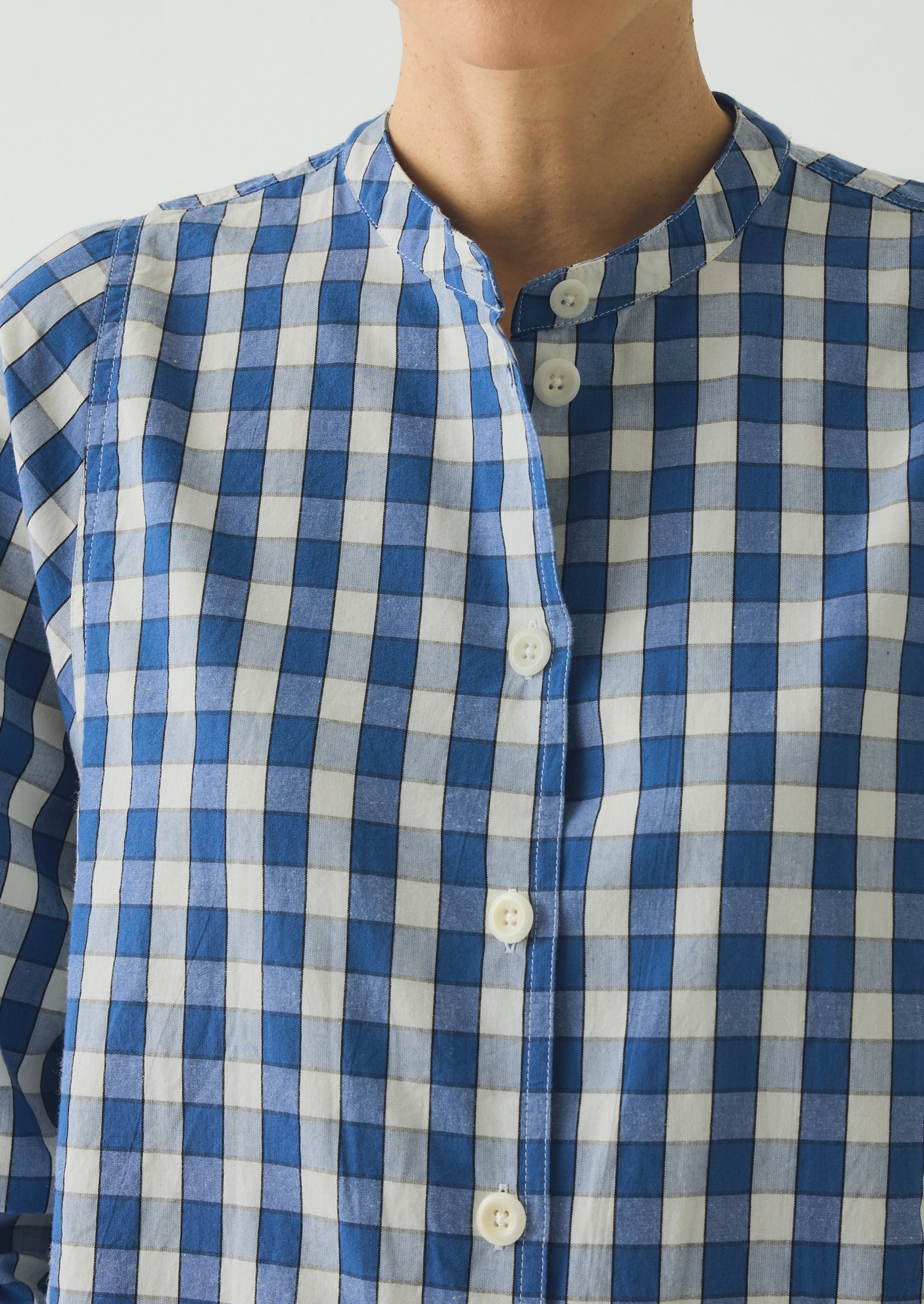 Alfresco Gingham Cotton Shirt | Pacific Blue - Image 6
