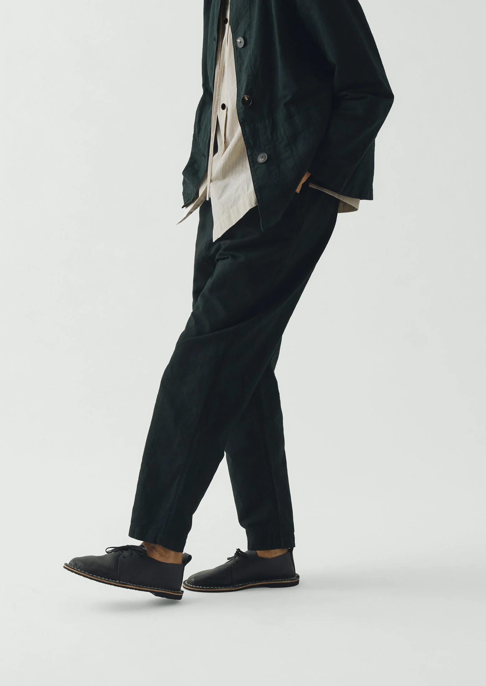 Alix Micro Houndstooth Cotton Linen Trousers | Oil Green - Image 3
