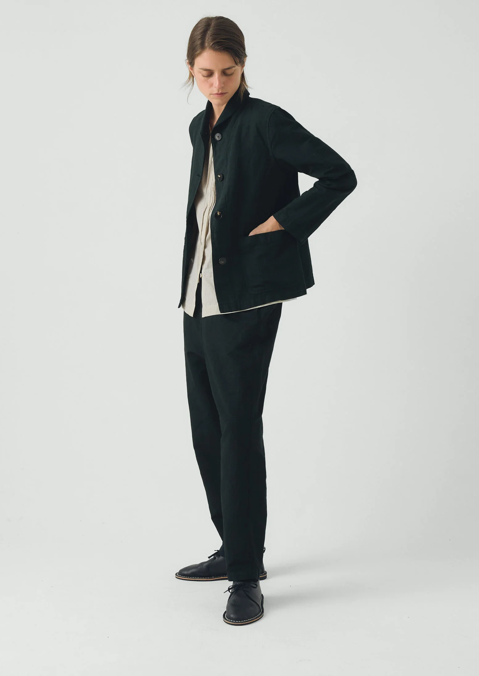 Alix Micro Houndstooth Cotton Linen Trousers | Oil Green - Image 6