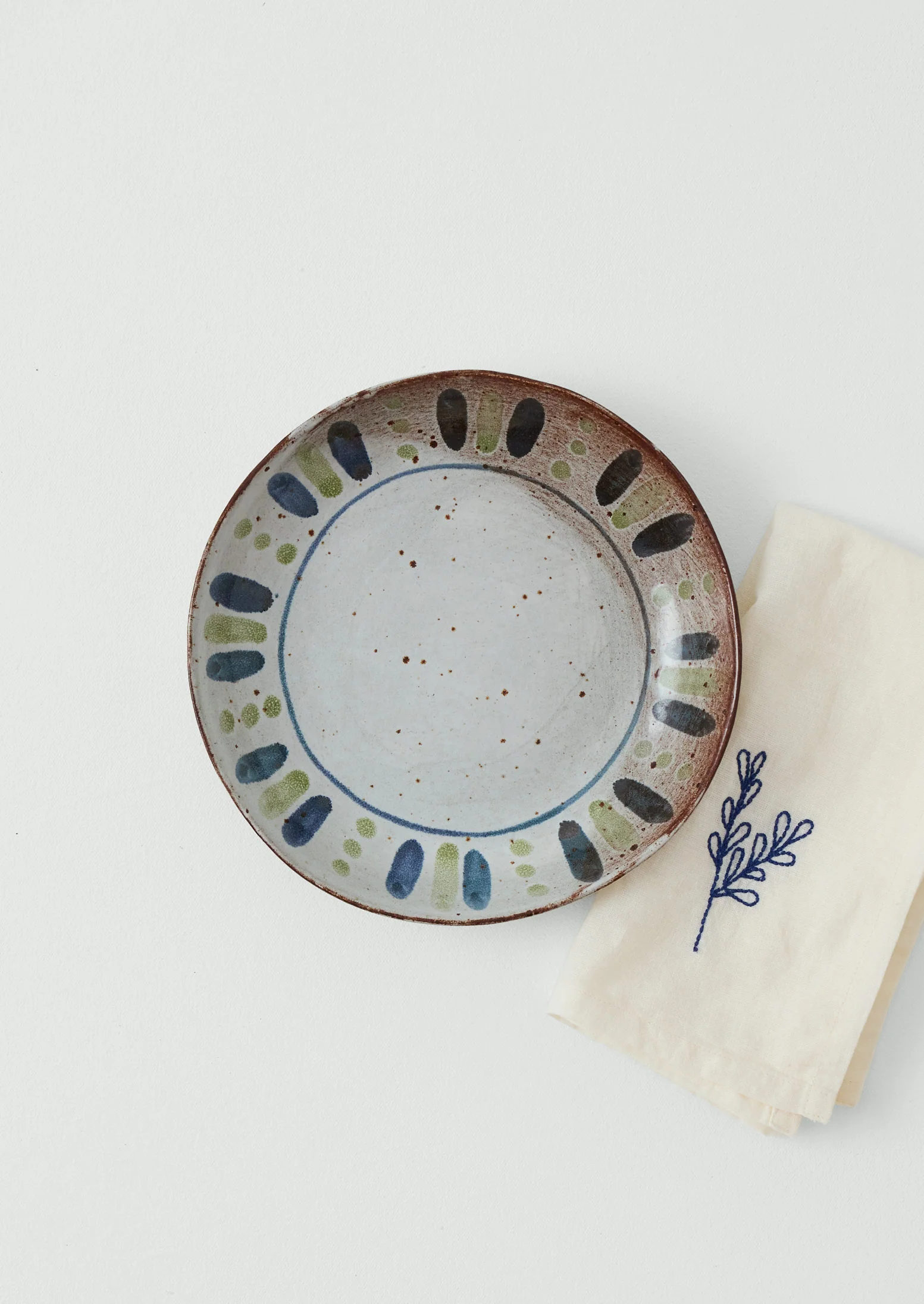 Annabel Roberts Stoneware Pasta Plate | White/Cobalt/Green - Image 3
