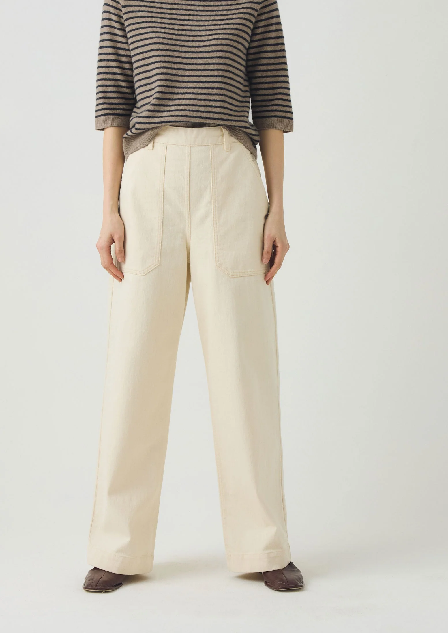 Annie Organic Denim Full Length Jeans | Ecru - Image 2