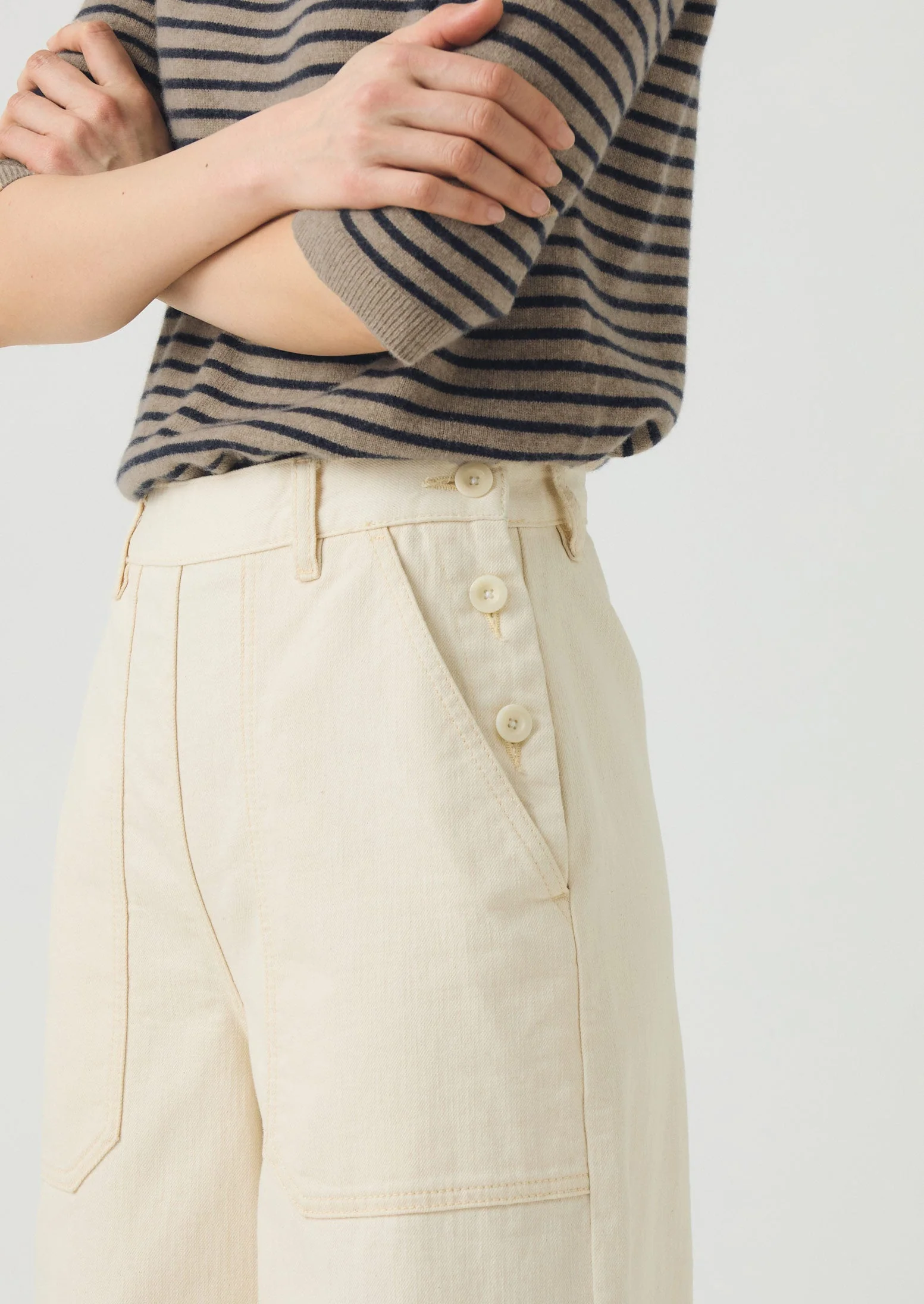 Annie Organic Denim Full Length Jeans | Ecru - Image 5