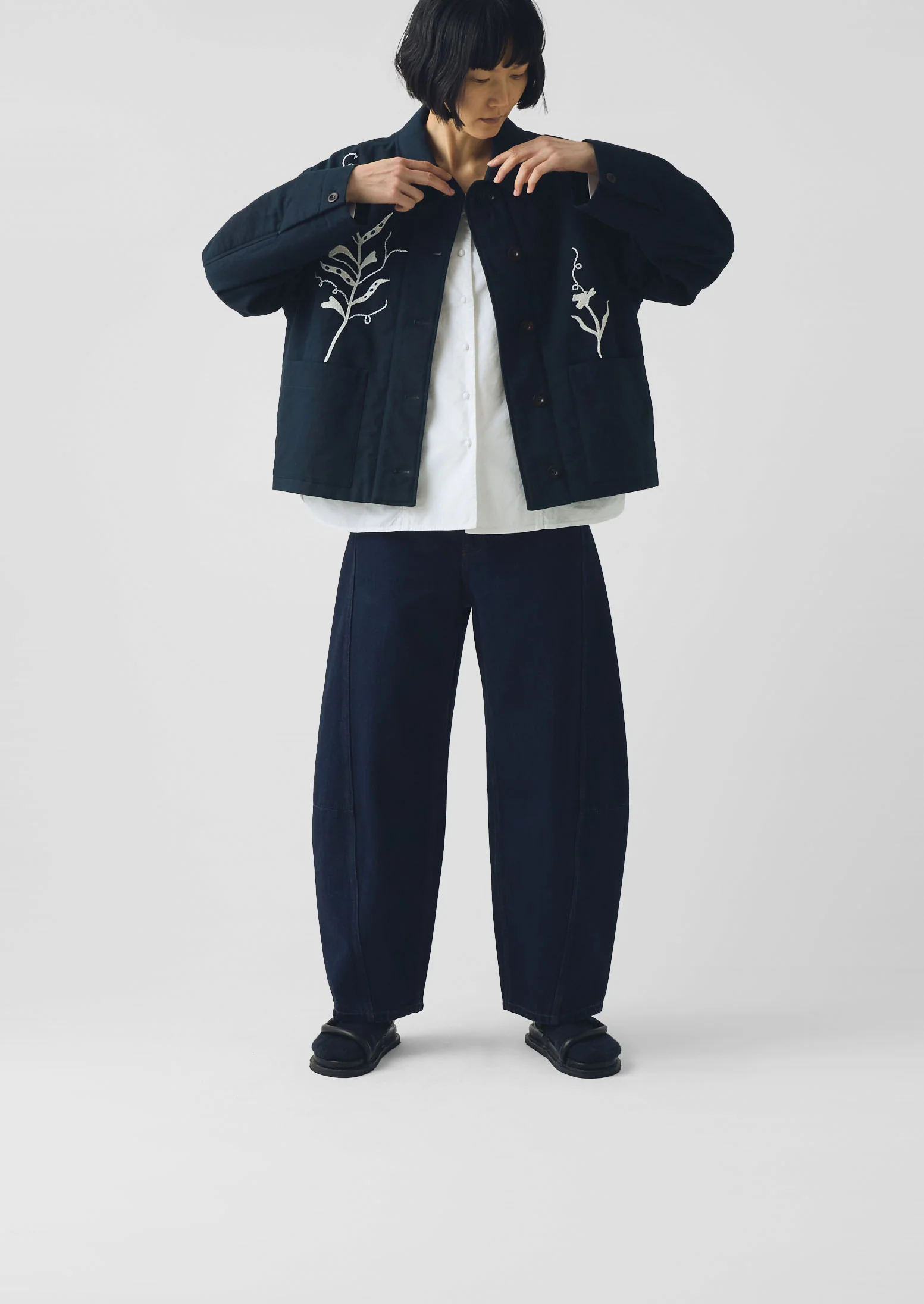 Applique Pea Shoot Jacket | Dark Denim - Image 4
