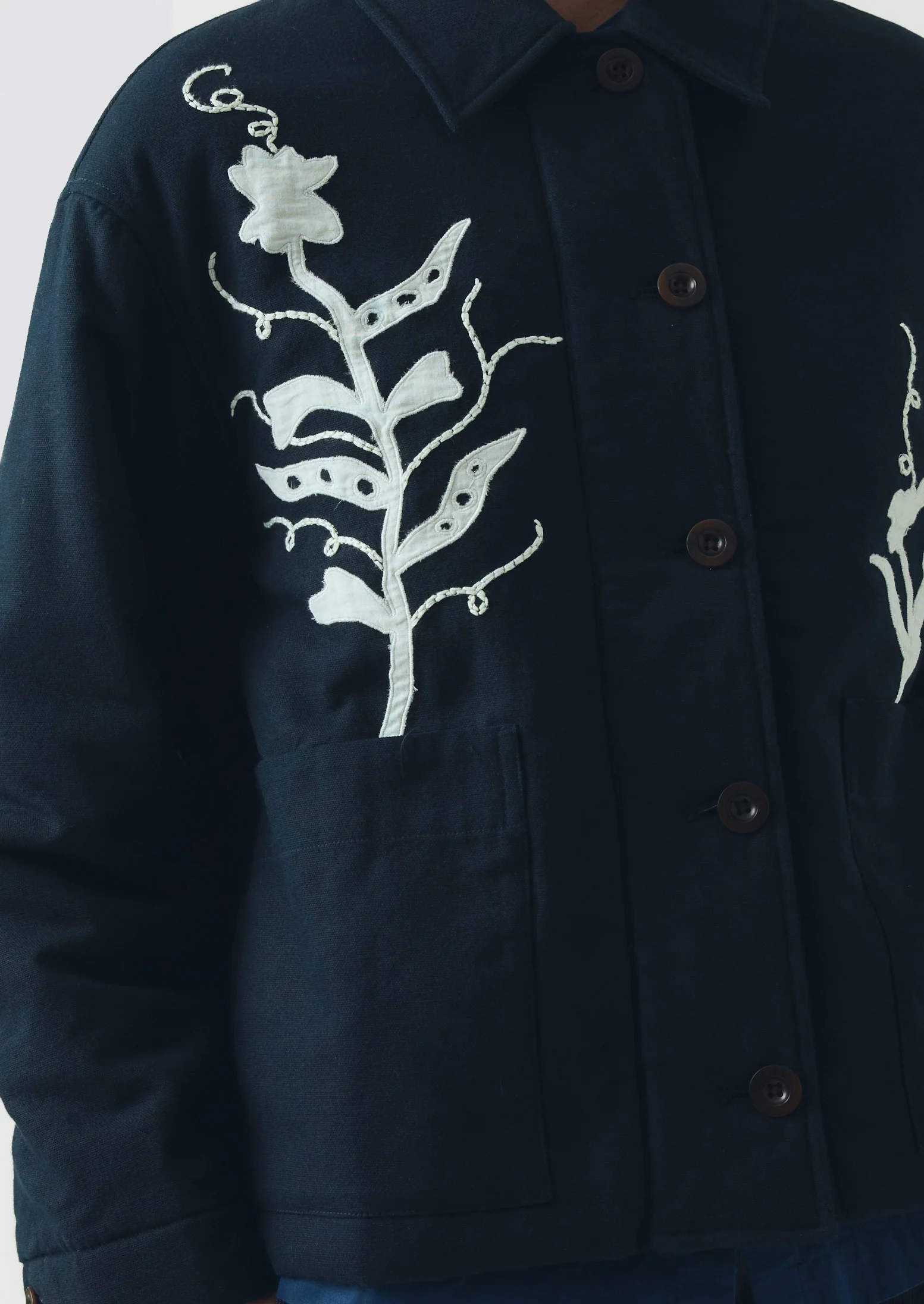 Applique Pea Shoot Jacket | Dark Denim - Image 5