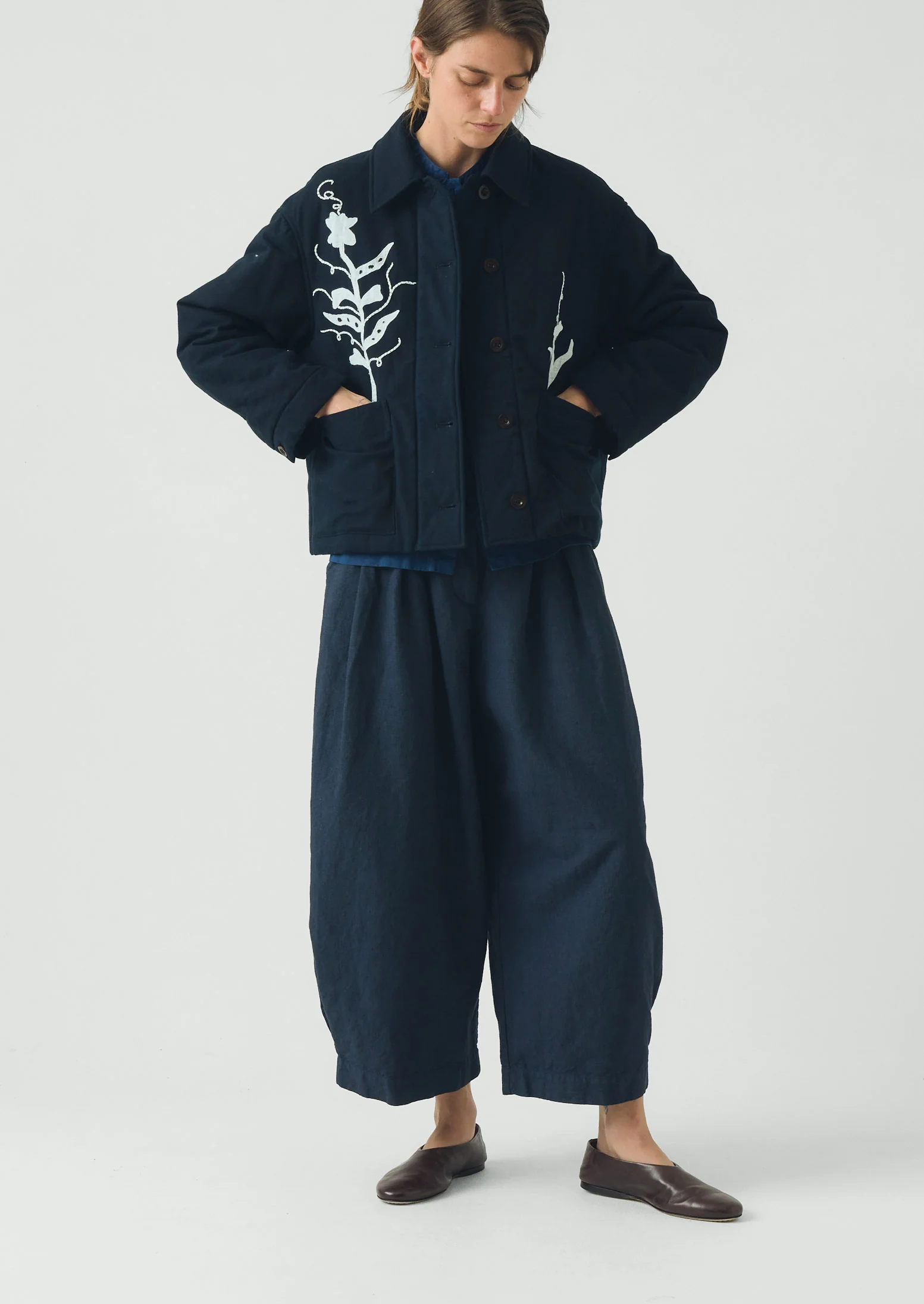 Applique Pea Shoot Jacket | Dark Denim - Image 7