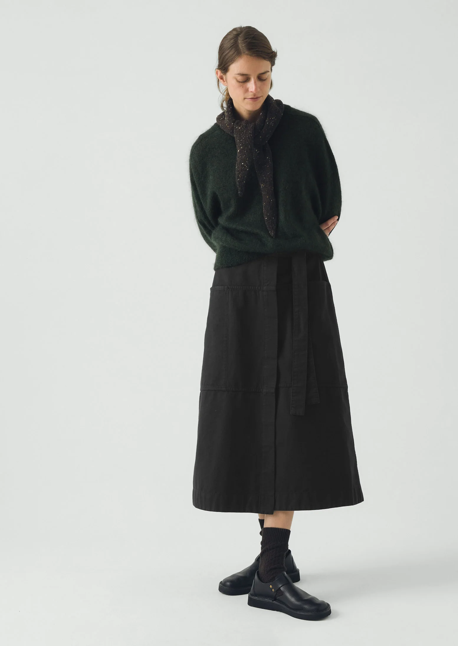 Apron Wrap Cotton Canvas Skirt | Slate - Image 3