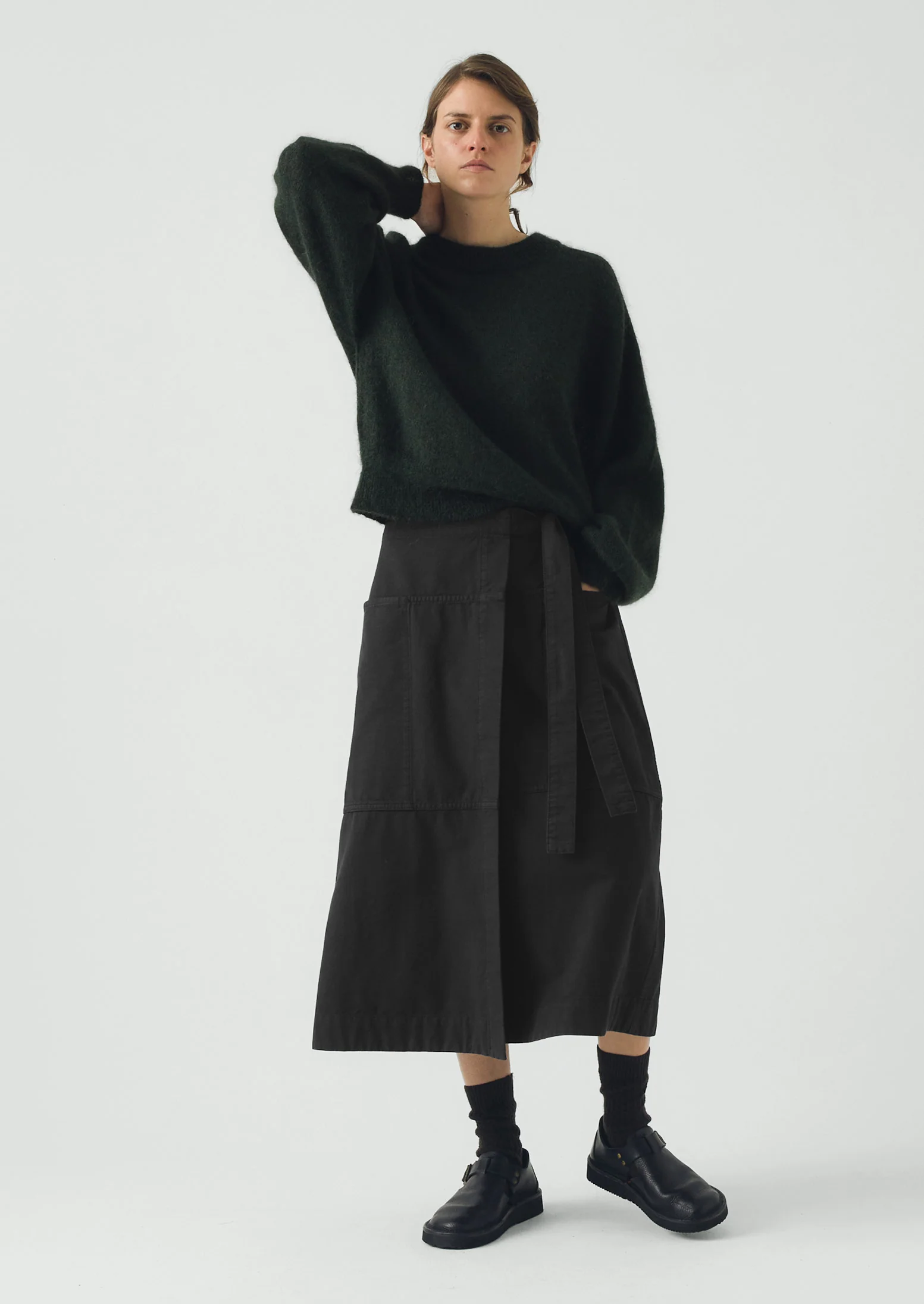 Apron Wrap Cotton Canvas Skirt | Slate - Image 6