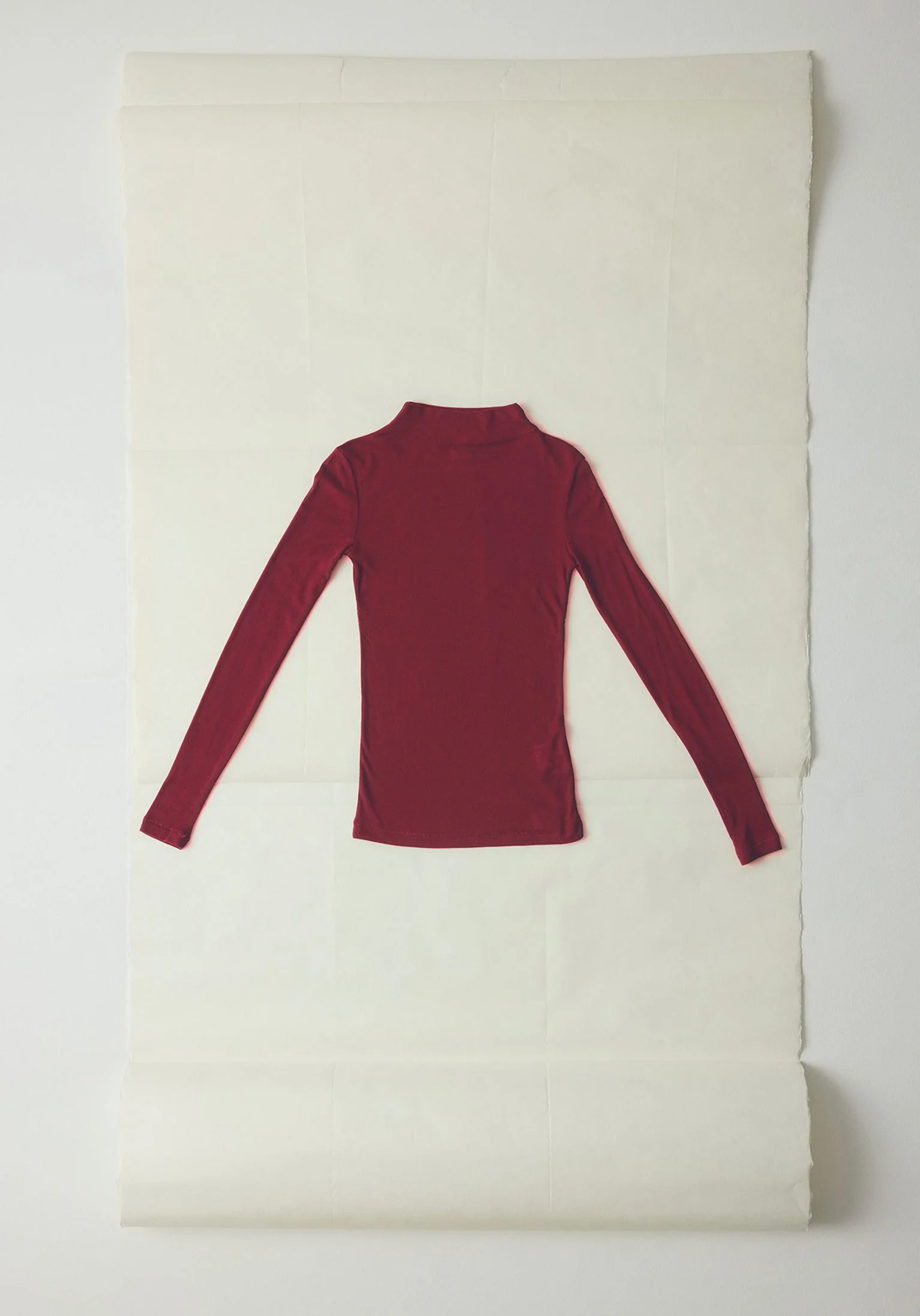 Aster High Neck Wool Lyocell Tee | Claret