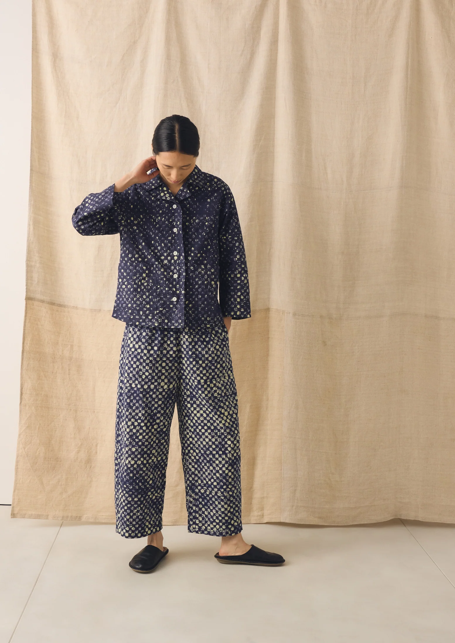 Batik Cook Check Trousers | Provencal Blue - Image 5