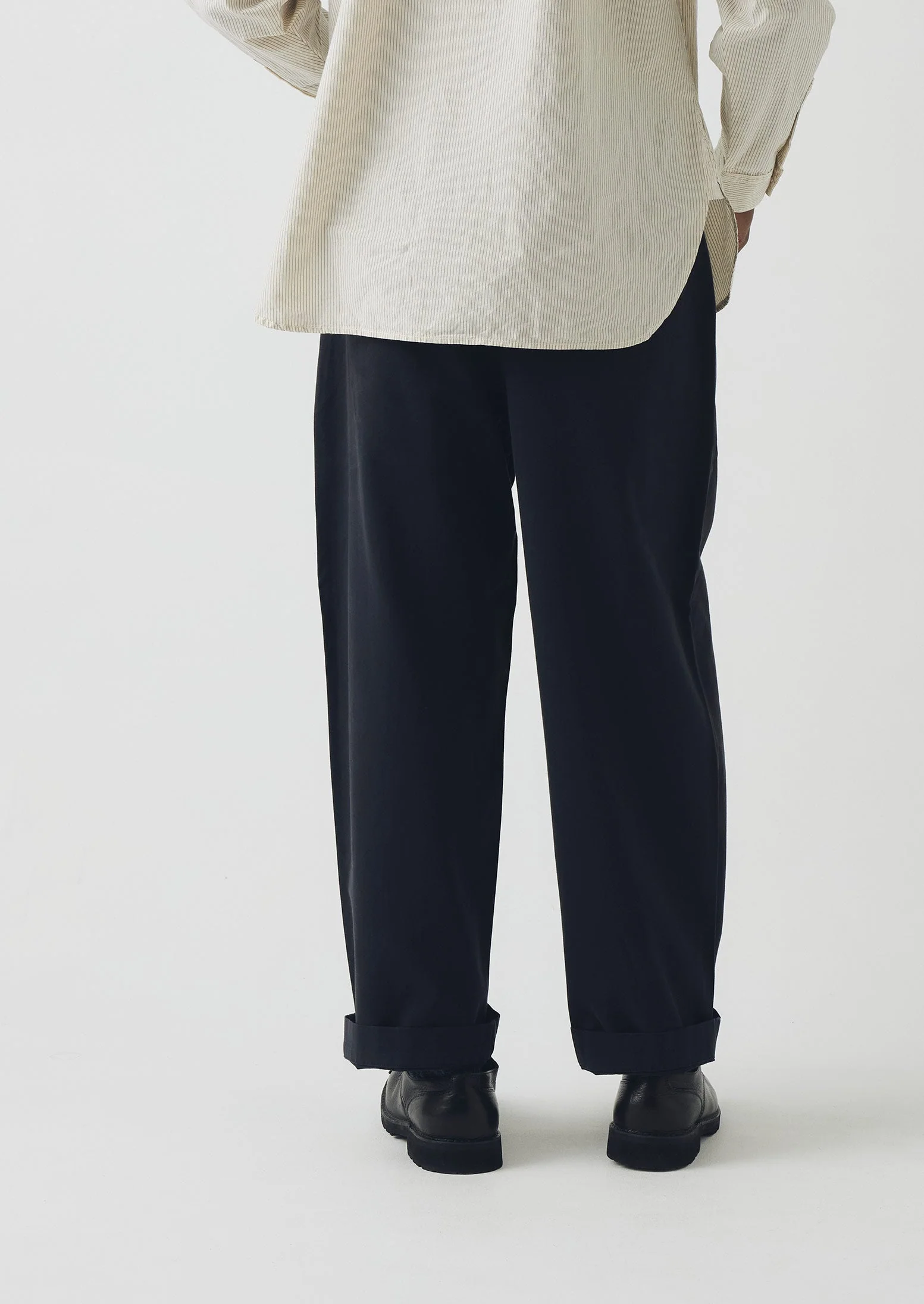 Bill Cotton Canvas Wide Leg Trousers | Dark Navy - Image 3