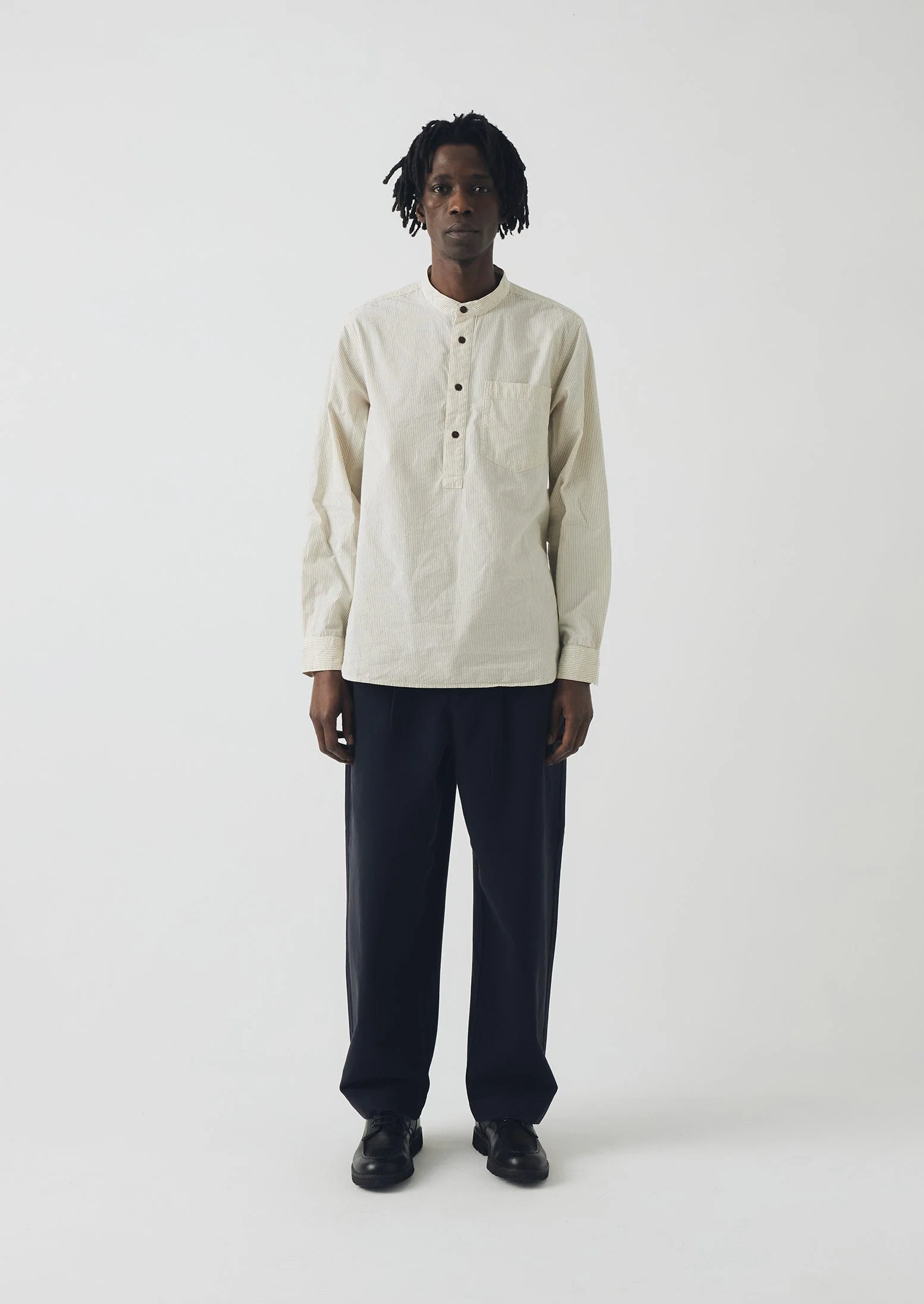 Bill Cotton Canvas Wide Leg Trousers | Dark Navy - Image 4