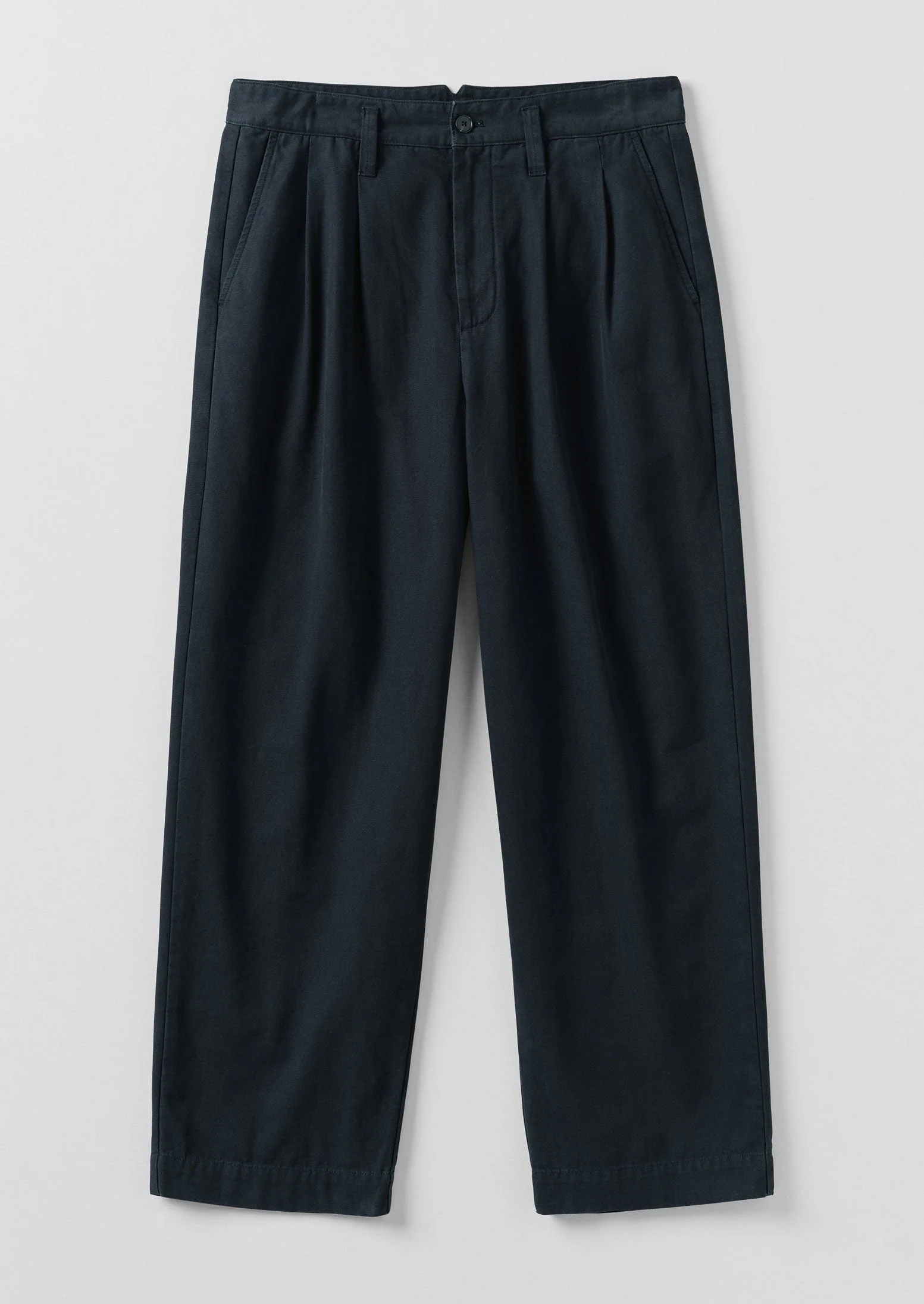Bill Cotton Canvas Wide Leg Trousers | Dark Navy - Image 5