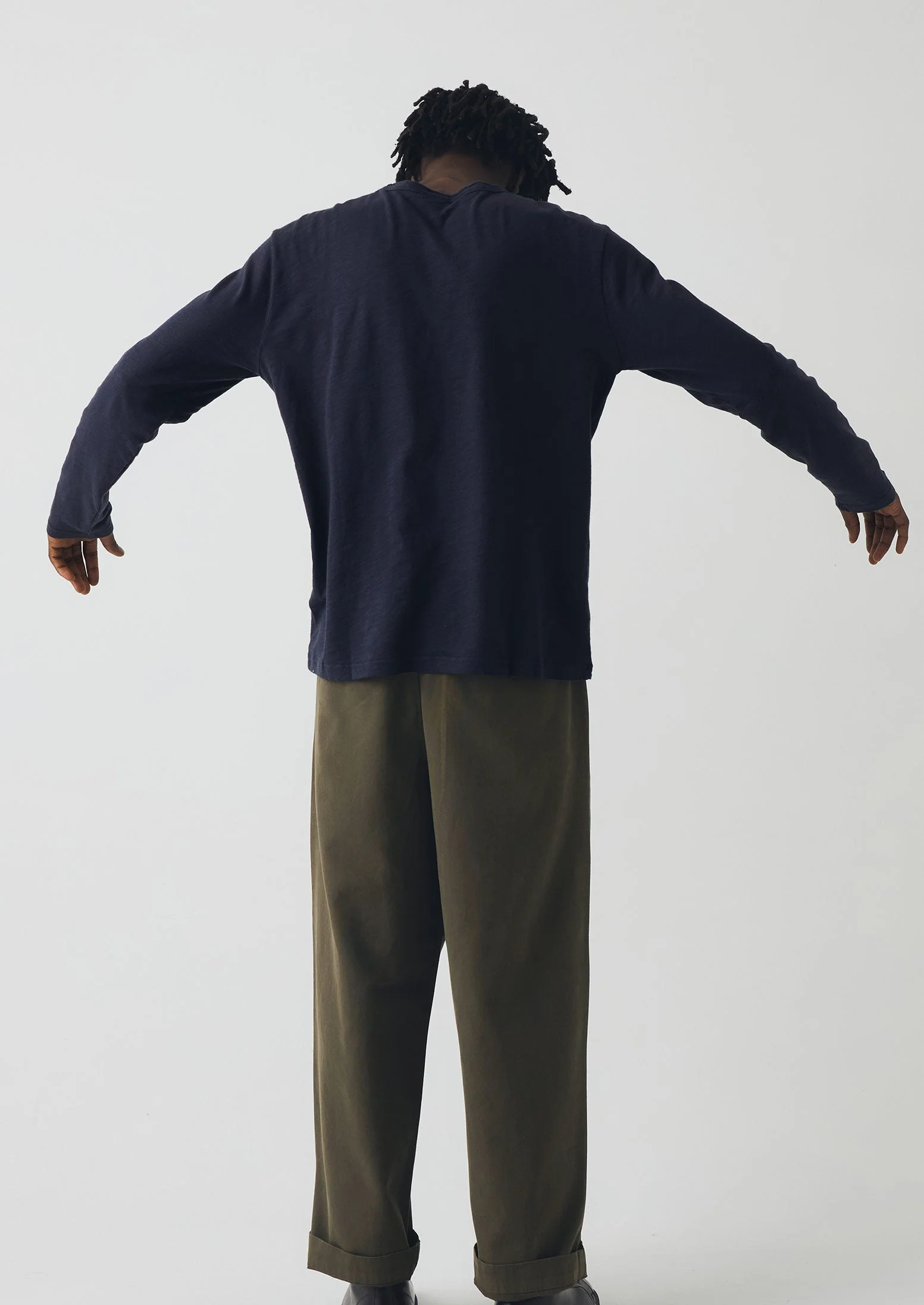 Bill Cotton Canvas Wide Leg Trousers | Dark Olive - Image 4