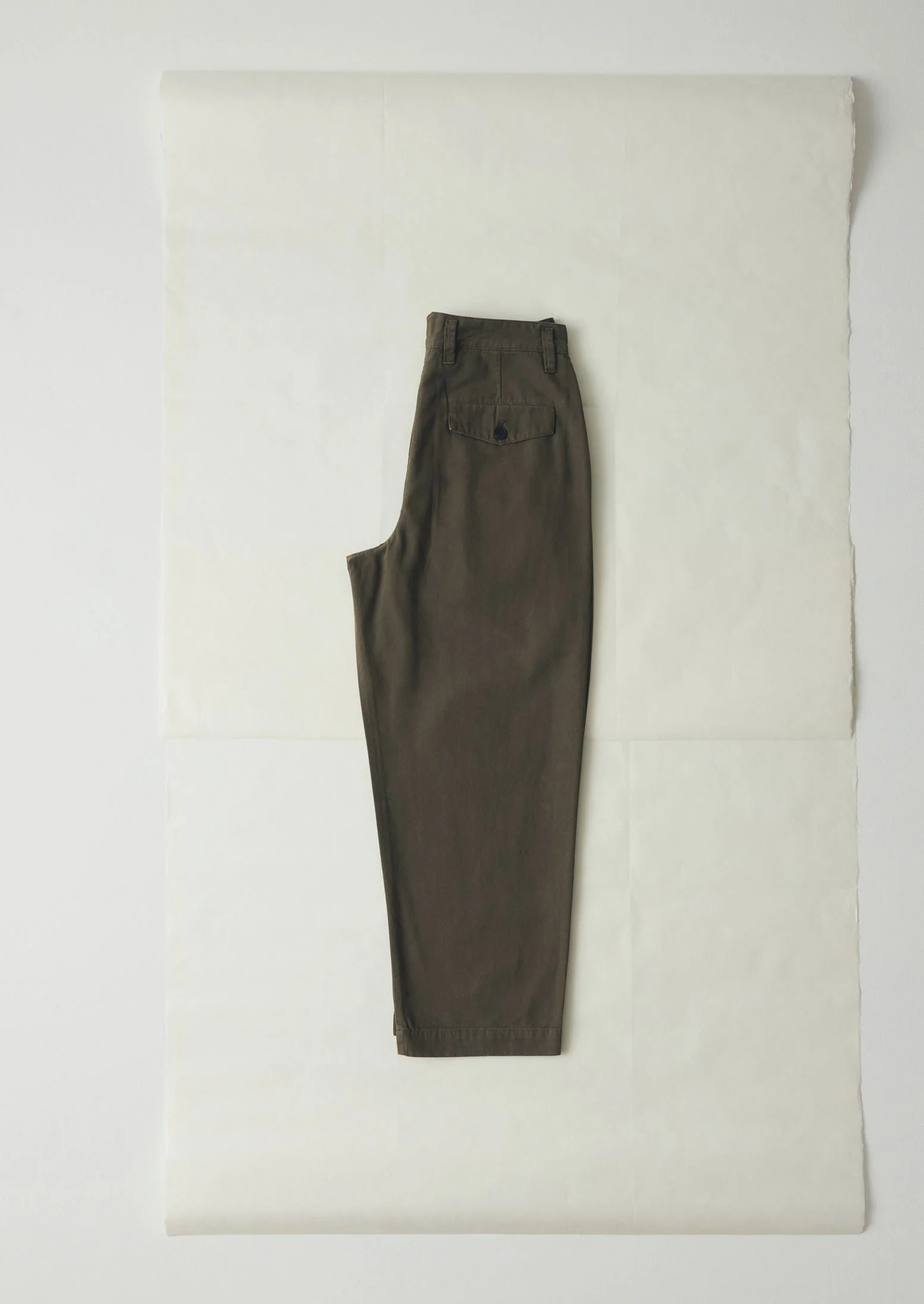 Bill Cotton Canvas Wide Leg Trousers | Dark Olive - Image 6