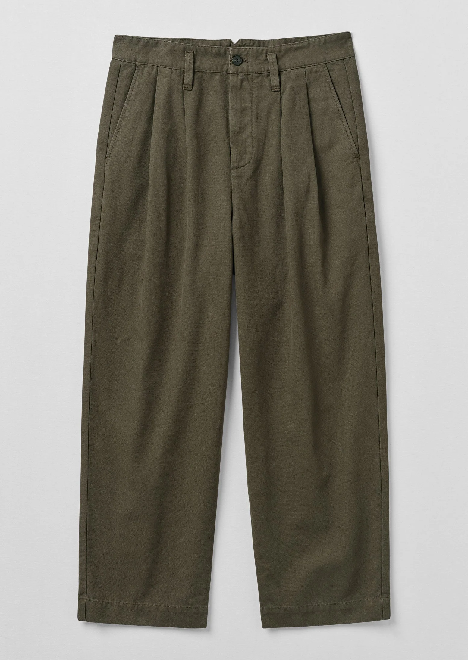 Bill Cotton Canvas Wide Leg Trousers | Dark Olive - Image 7