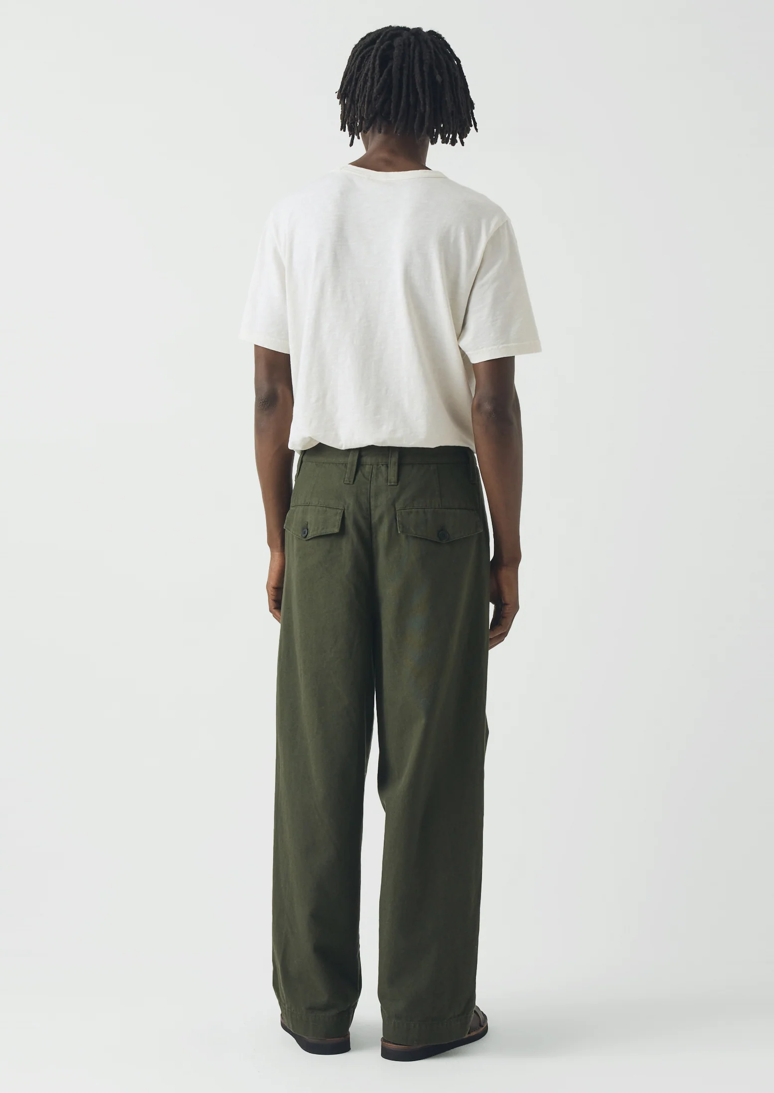 Bill Cotton Canvas Wide Leg Trousers | Kale - Image 4