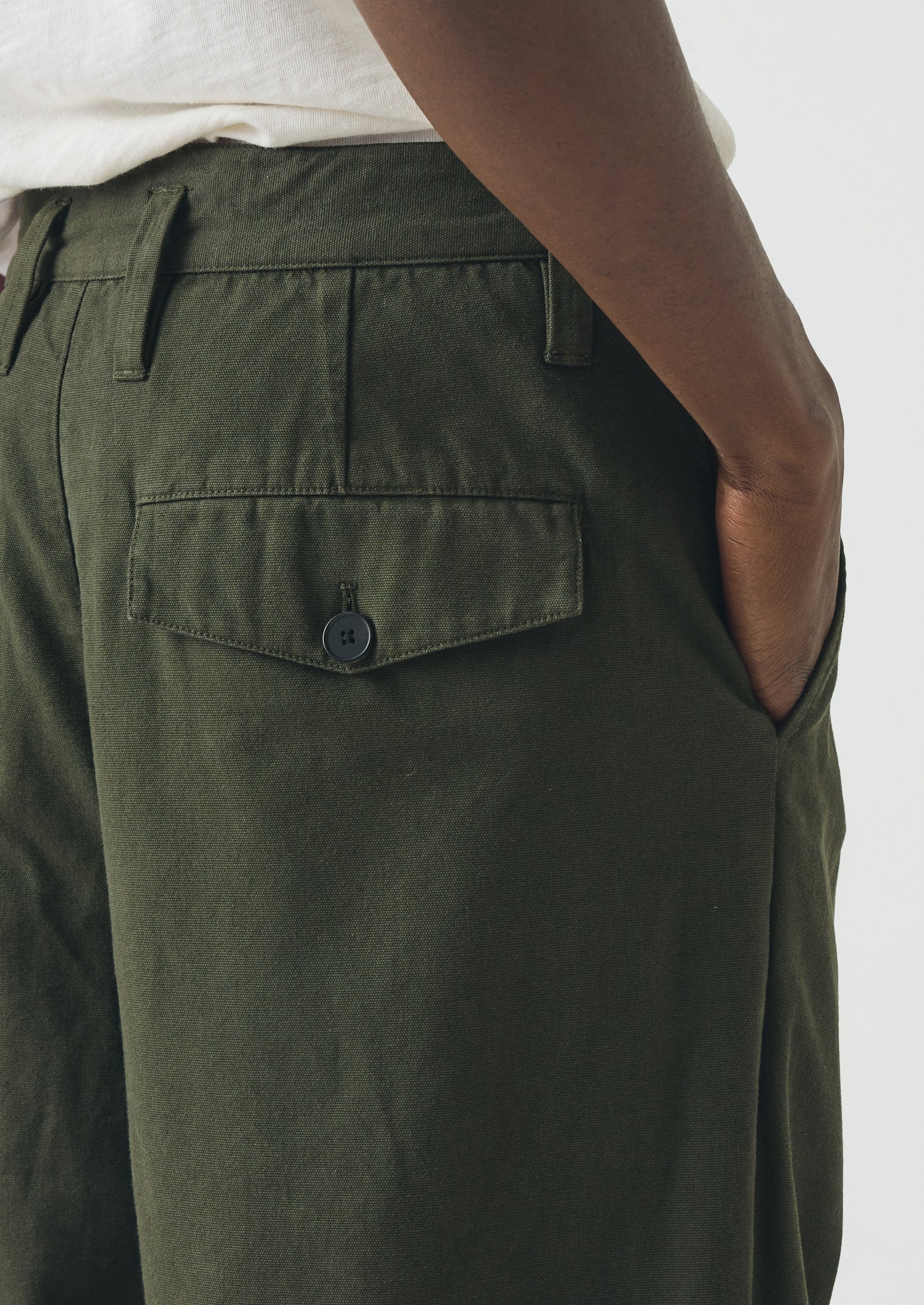 Bill Cotton Canvas Wide Leg Trousers | Kale - Image 5