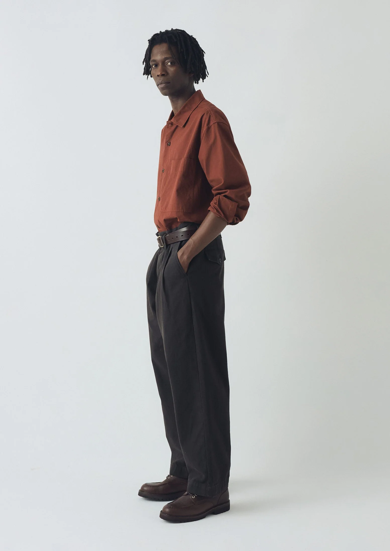 Bill Cotton Canvas Wide Leg Trousers | Soft Black - Image 3