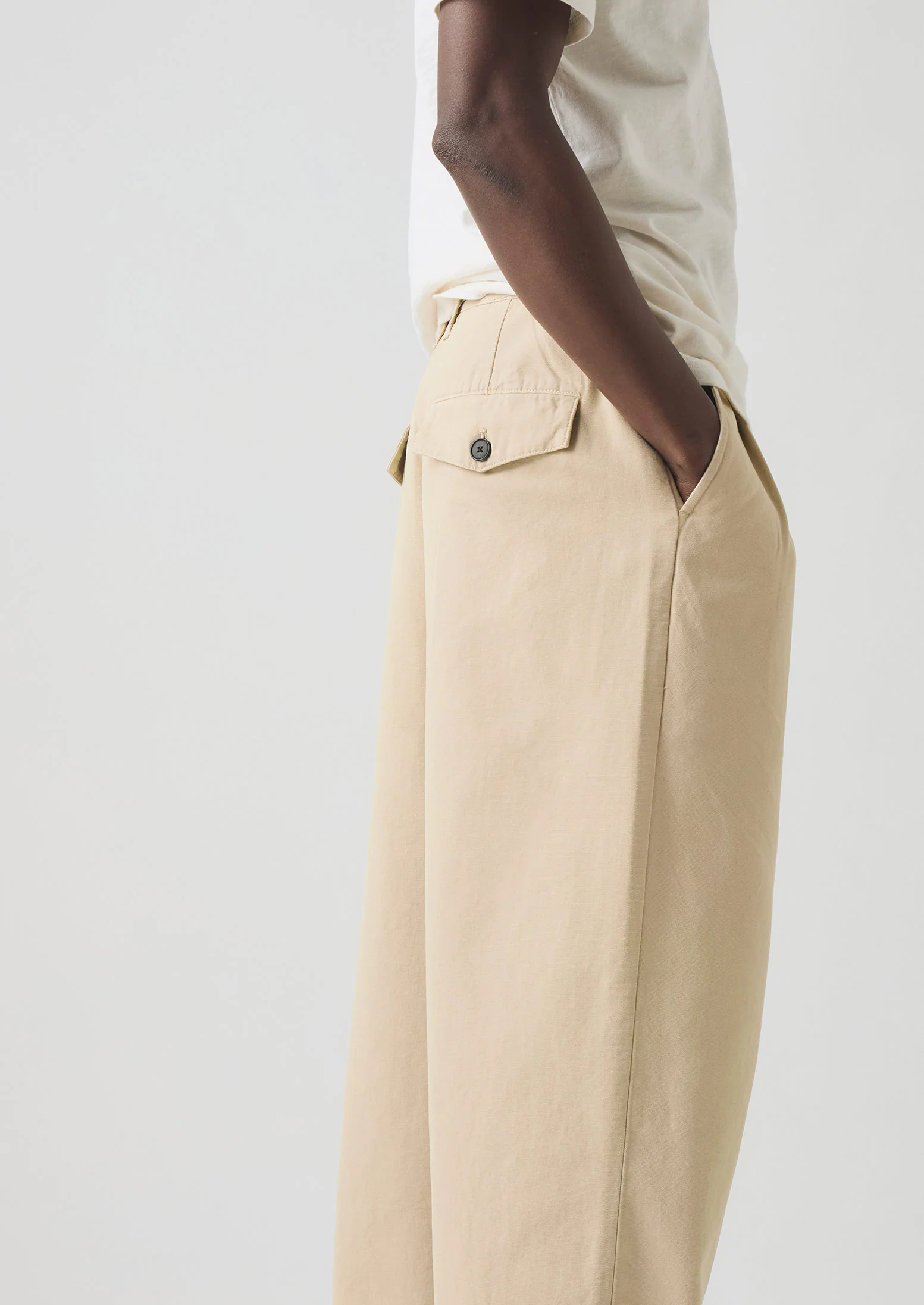 Bill Cotton Canvas Wide Leg Trousers | Stone - Image 3