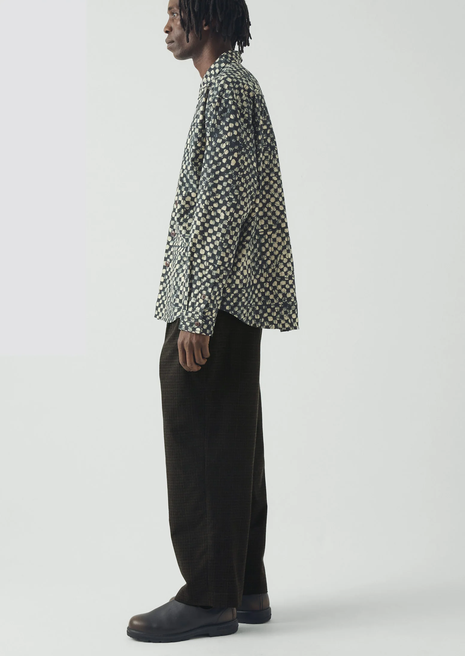 Bill Sketch Check Cotton Wool Trousers | Slate - Image 3