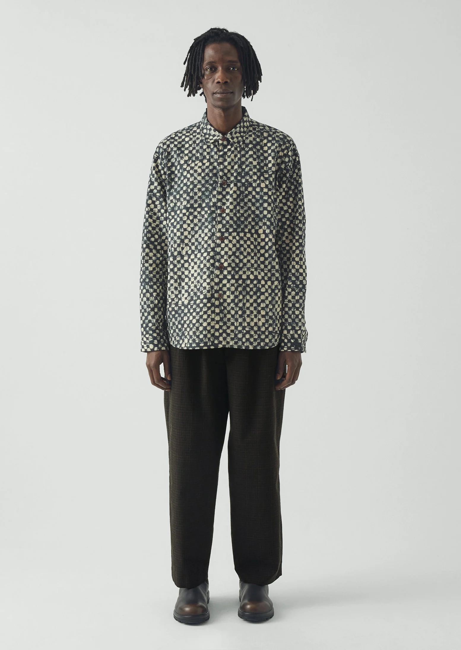 Bill Sketch Check Cotton Wool Trousers | Slate - Image 4