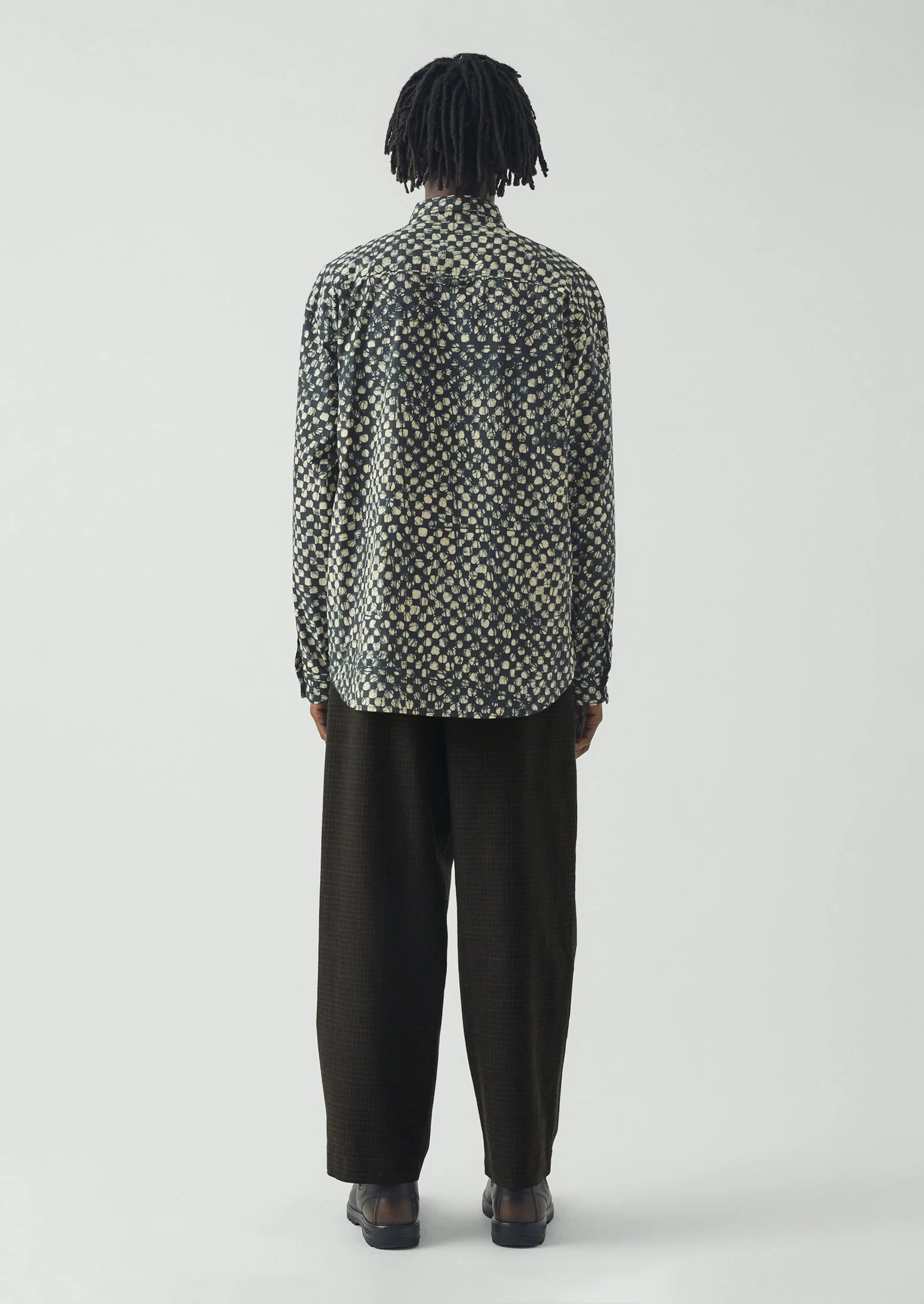 Bill Sketch Check Cotton Wool Trousers | Slate - Image 5
