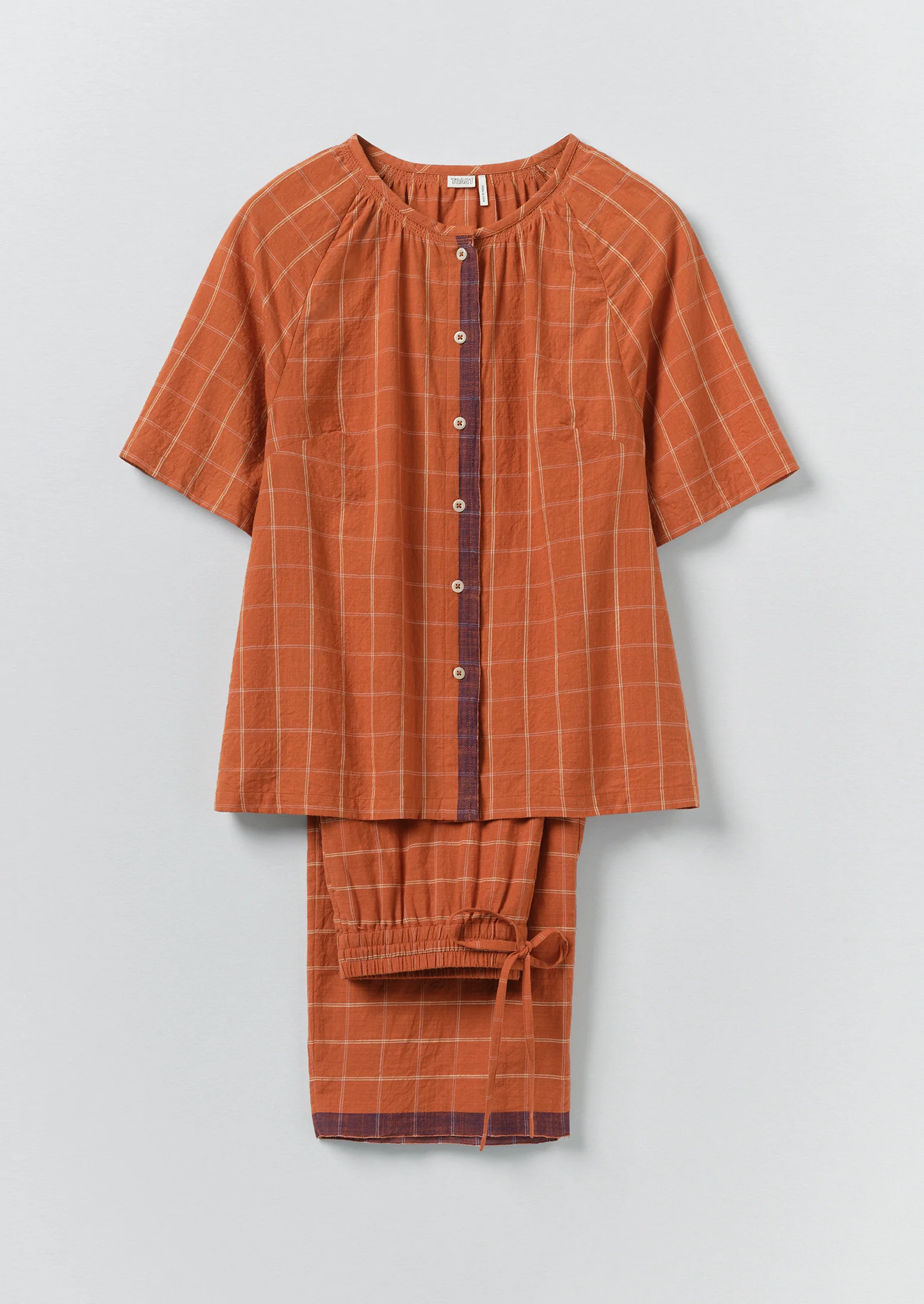 Bistrot Check Cotton Pyjamas | Papaya