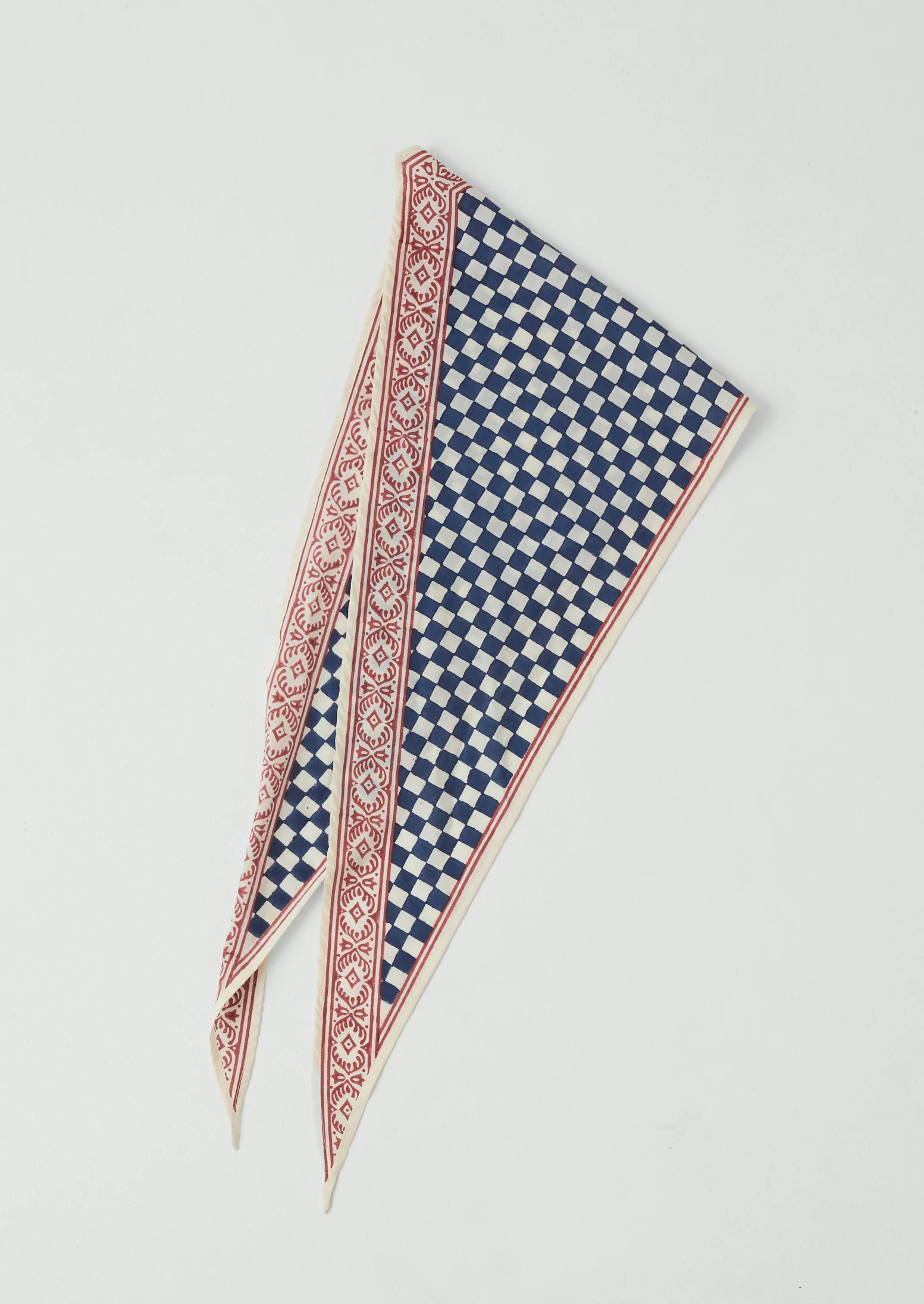 Block Print Cook Check Bandana | Provencal Blue - Image 5