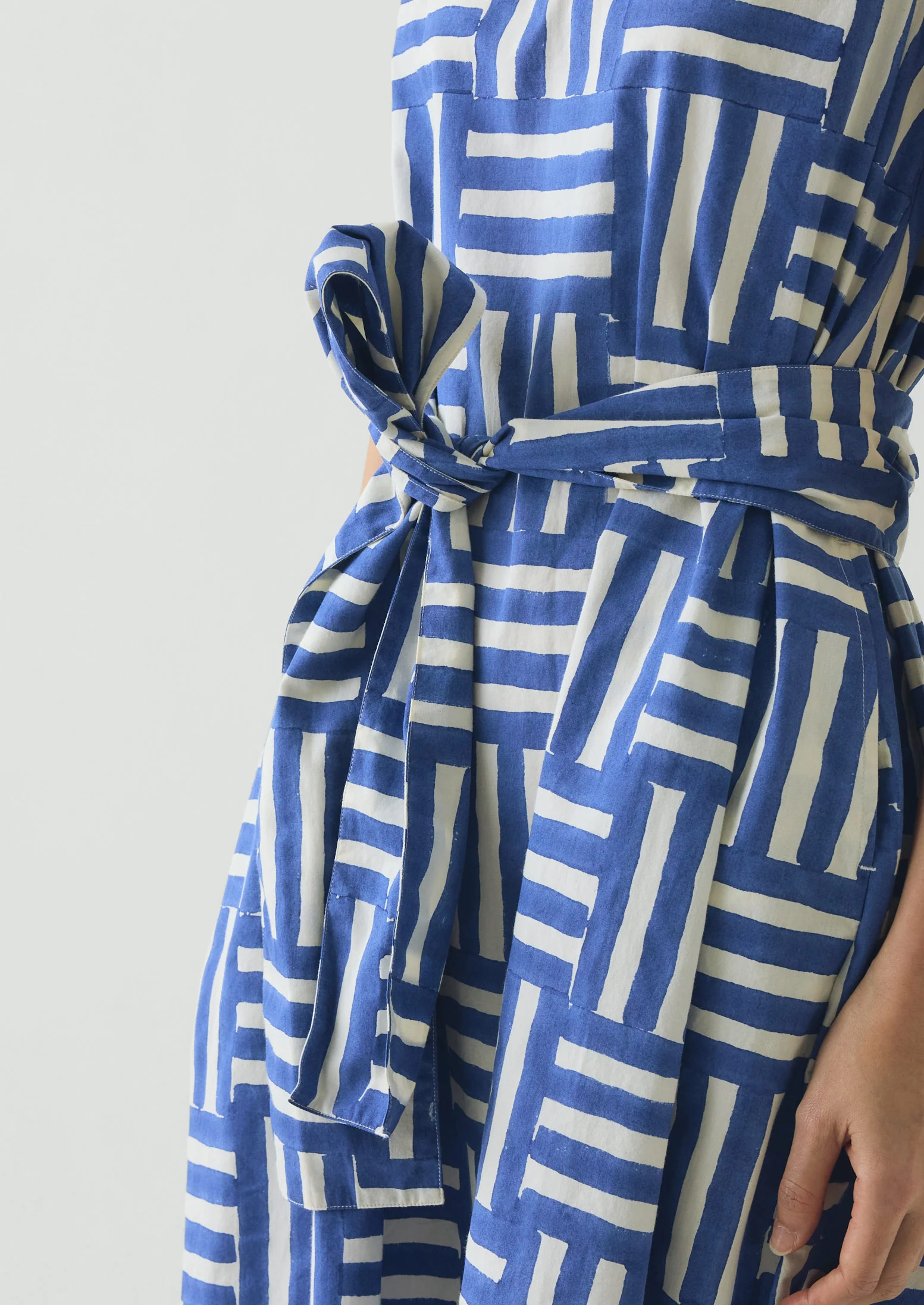 Block Print Patchwork Stripe Dress | Deep Cornflower - Image 5