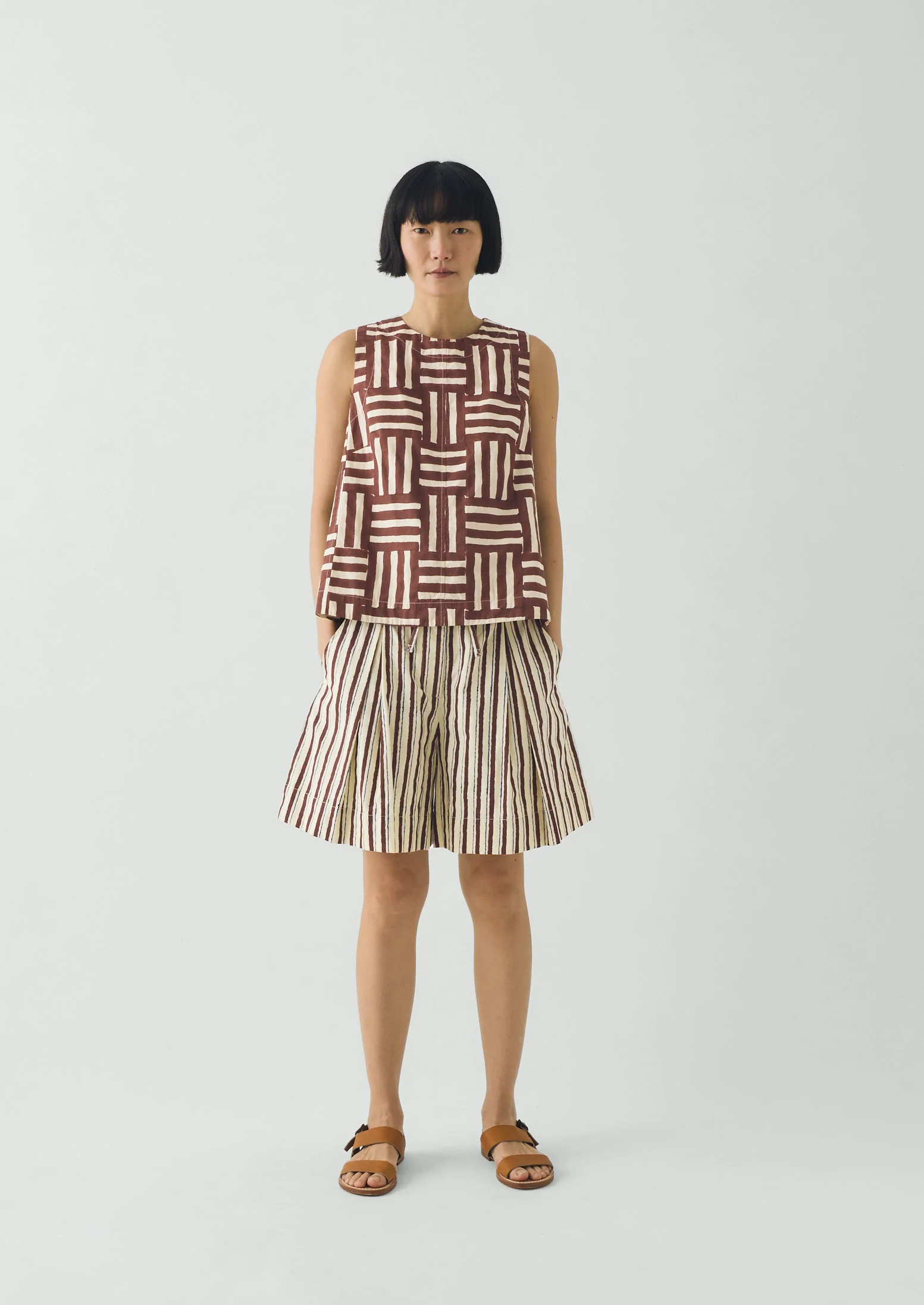 Block Print Sorbet Stripe Shorts | Pastel Lemon - Image 4