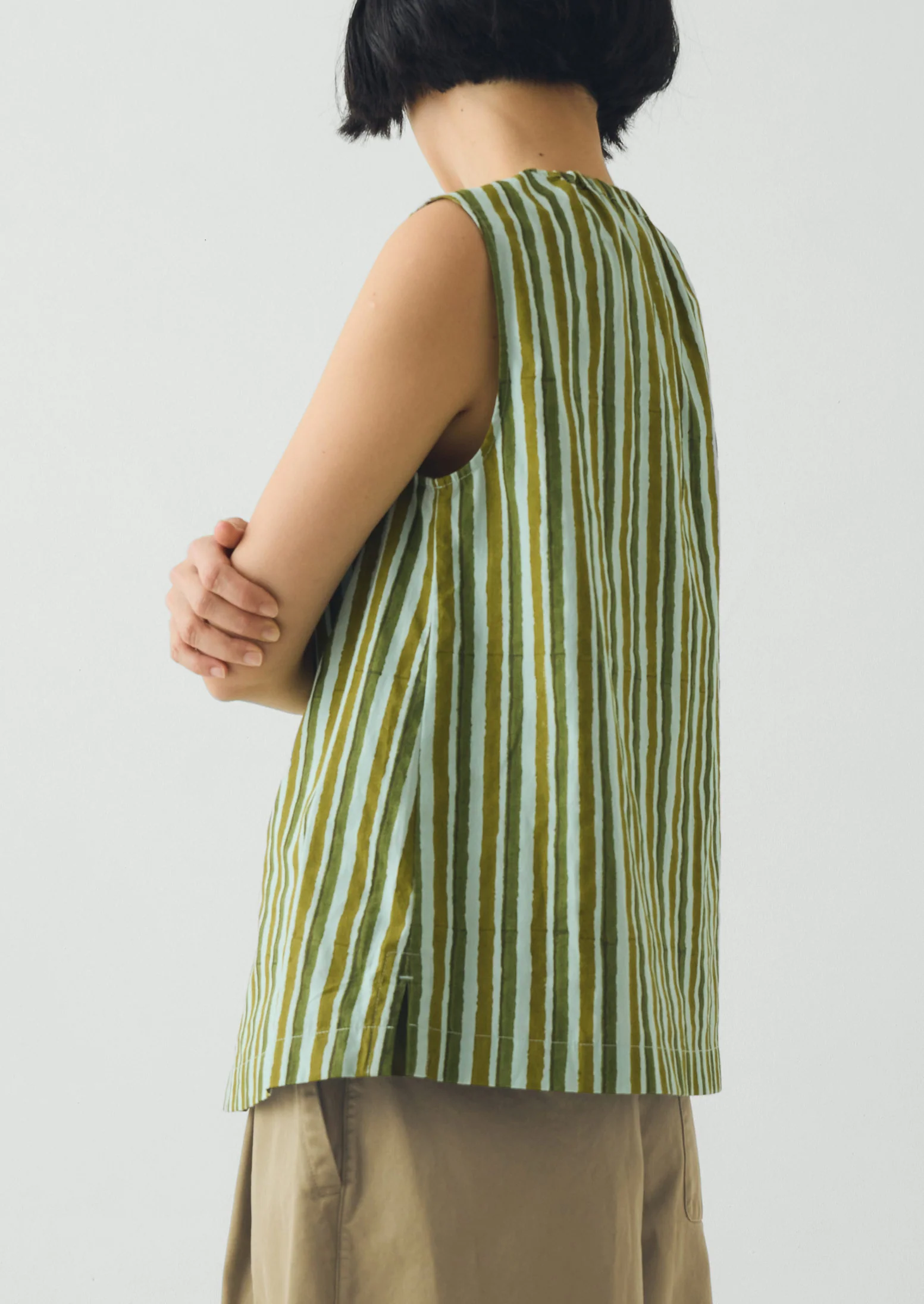 Block Print Sorbet Stripe Top | Soft Aqua - Image 3