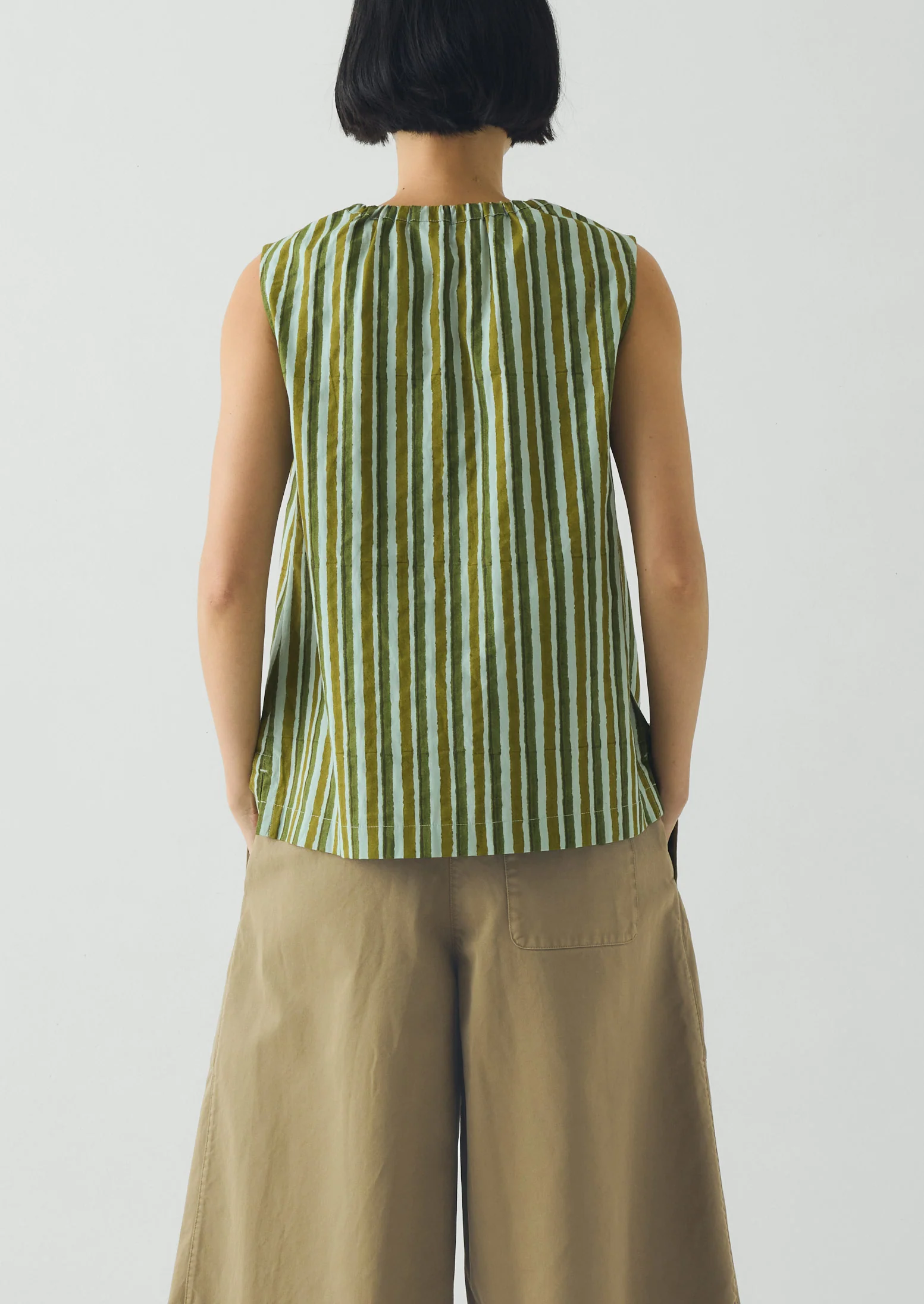Block Print Sorbet Stripe Top | Soft Aqua - Image 4