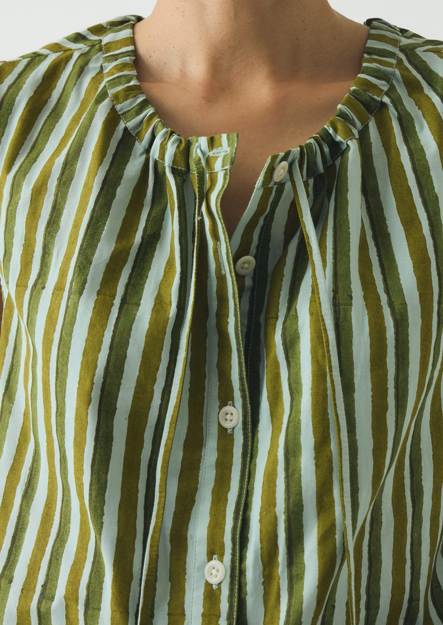 Block Print Sorbet Stripe Top | Soft Aqua - Image 5