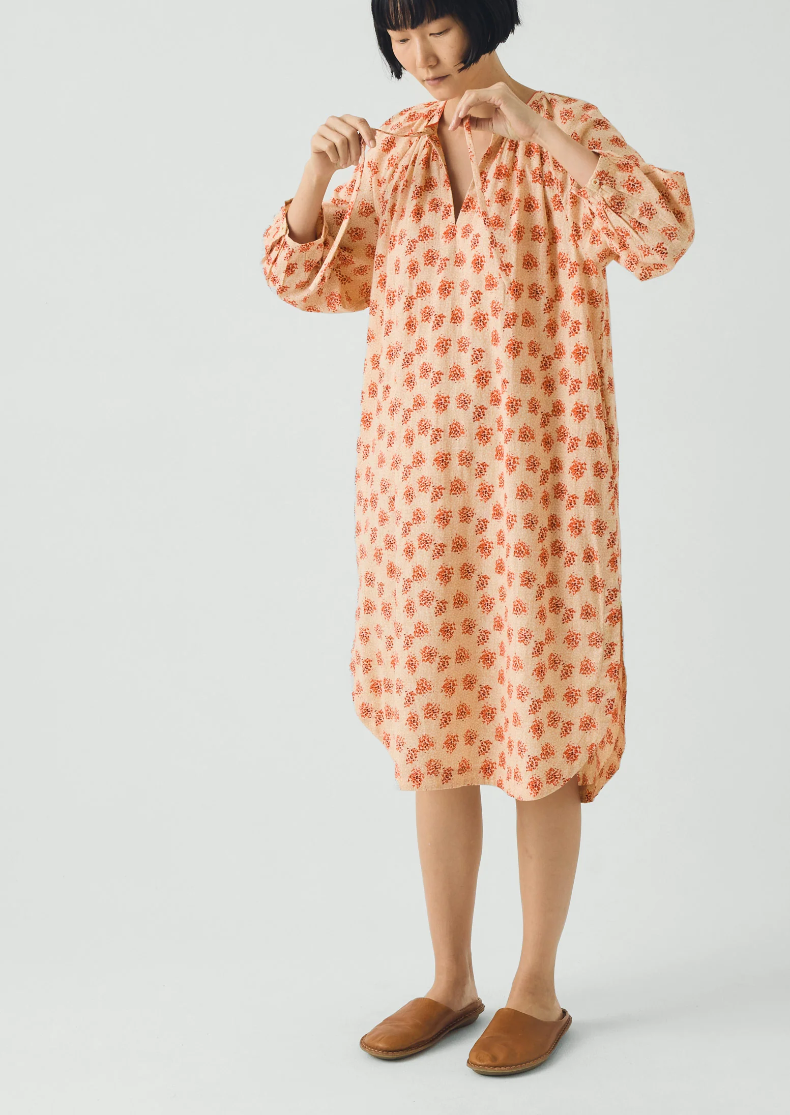 Bloom Print Cotton Nightdress | Sand/Multi - Image 2