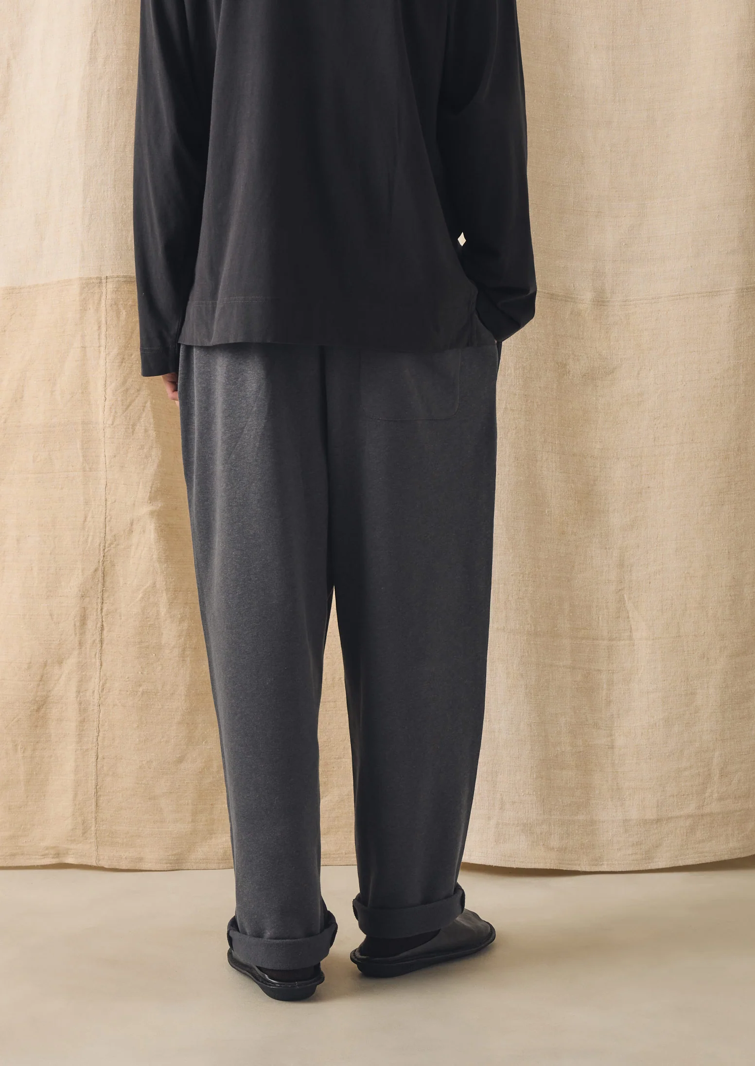 Brushed Cotton Hemp Lounge Trousers | Charcoal - Image 4