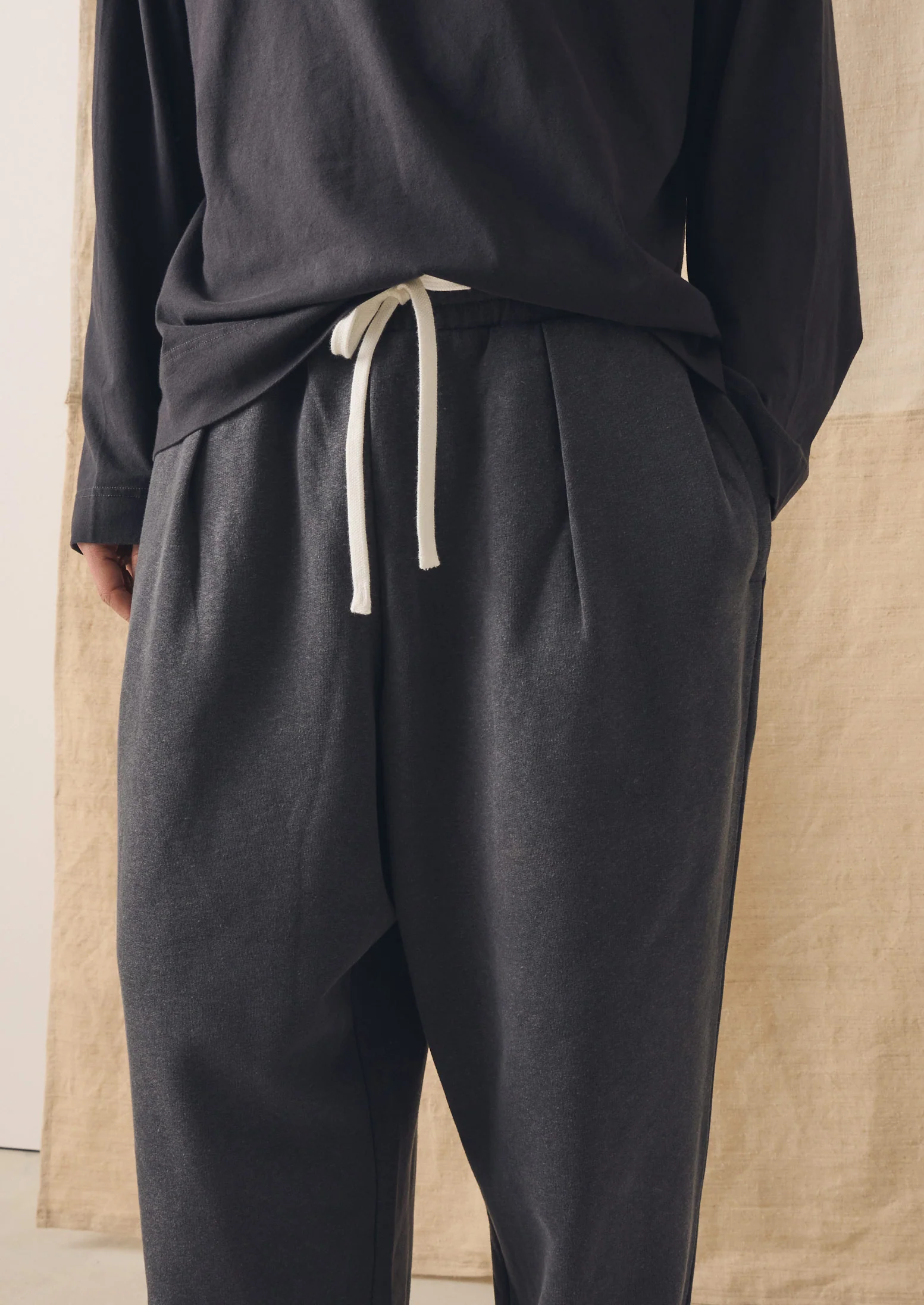 Brushed Cotton Hemp Lounge Trousers | Charcoal - Image 5