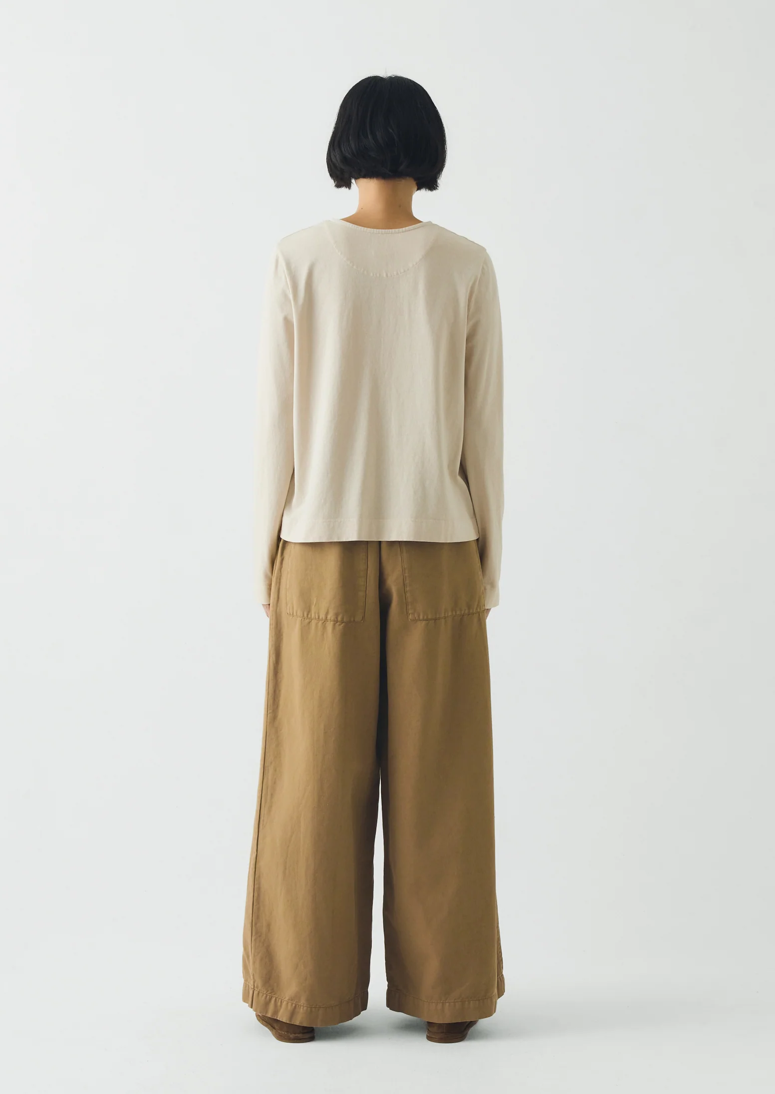 Button Through Cotton Jersey Tee | Egret - Image 3
