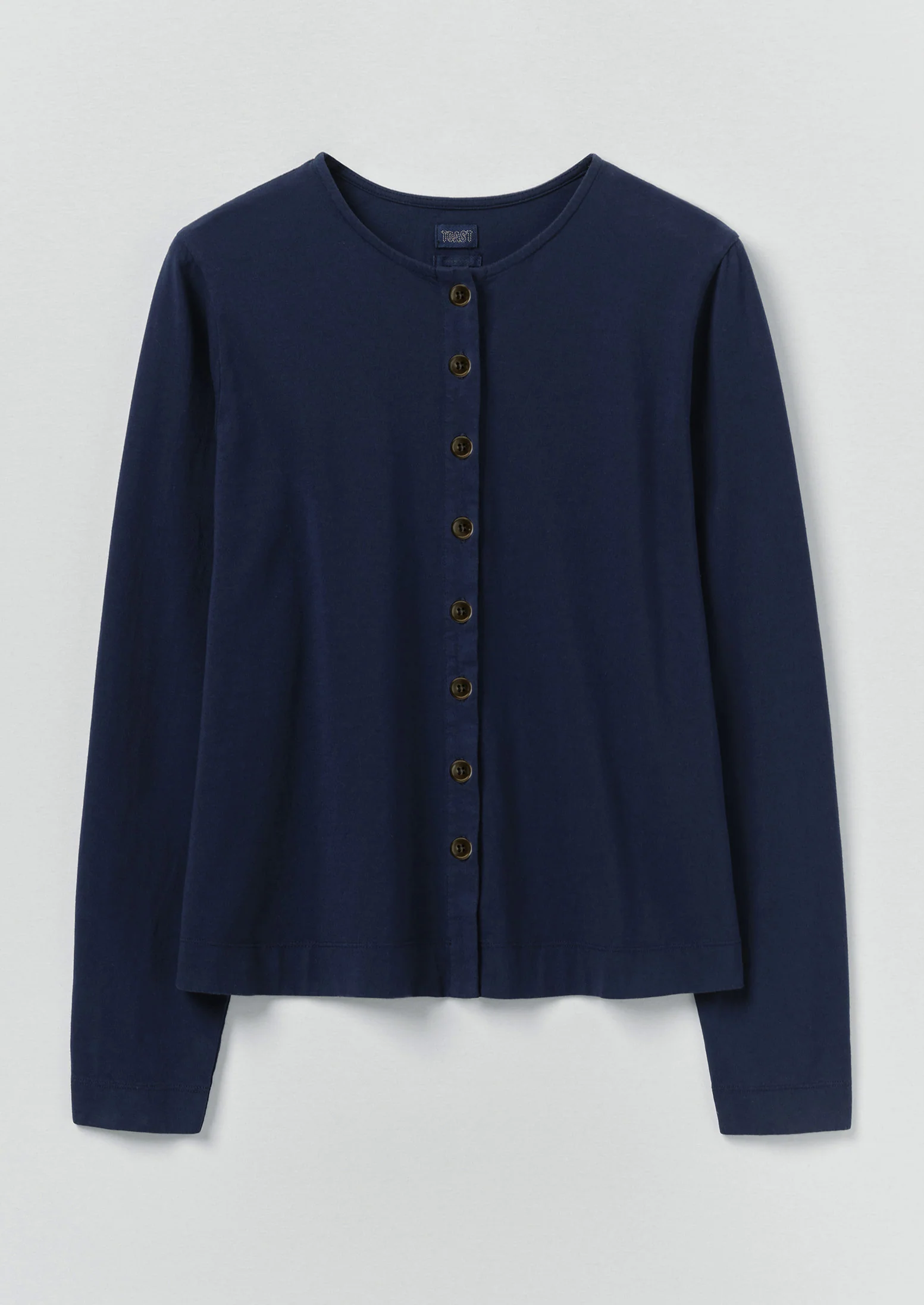 Button Through Cotton Jersey Tee | Indigo Blue
