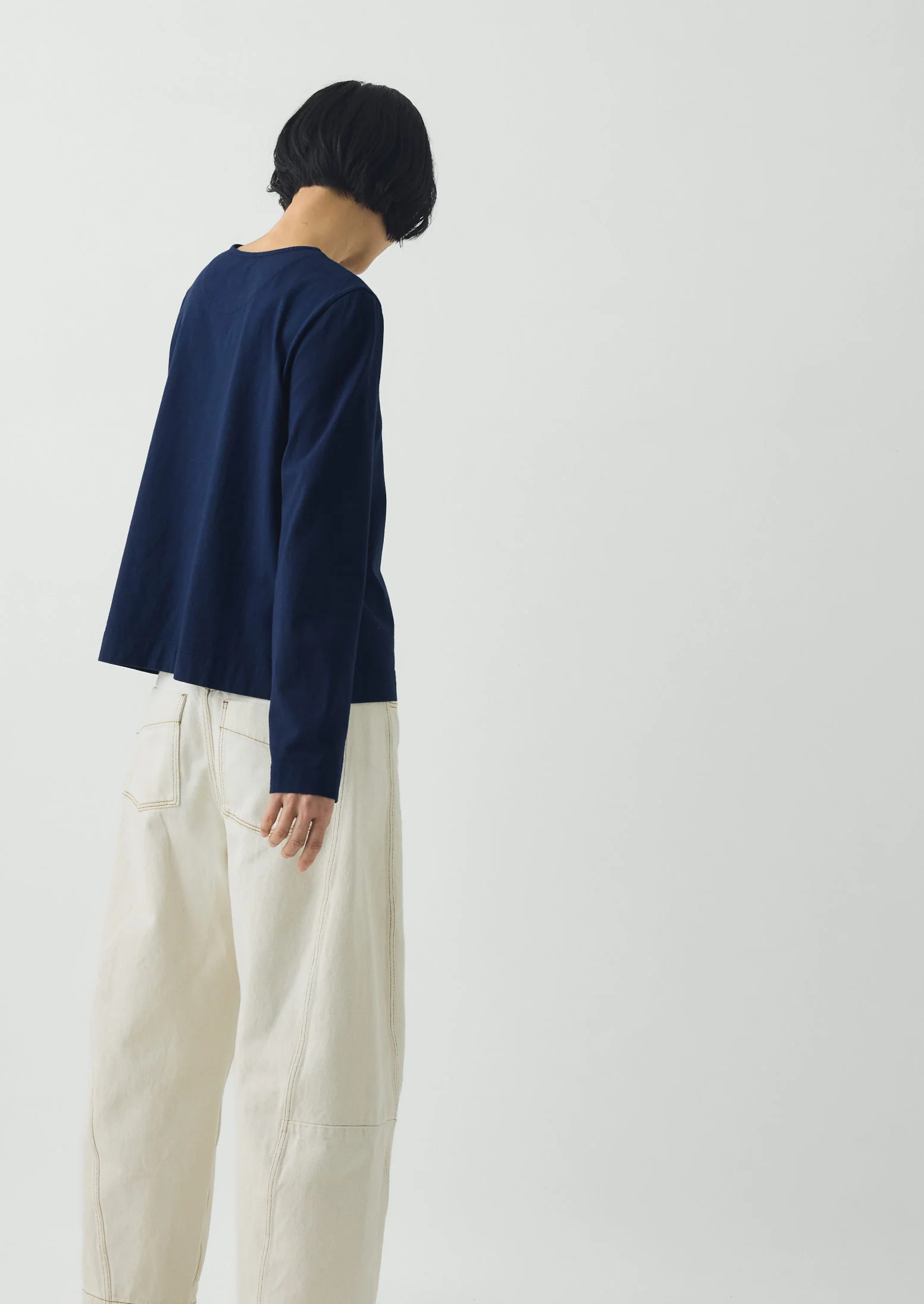 Button Through Cotton Jersey Tee | Indigo Blue - Image 5