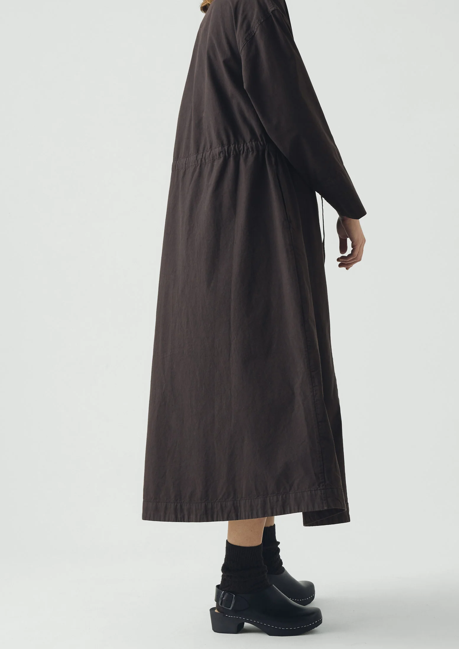 Button Through Cotton Linen Poplin Dress | Washed Black - Image 4