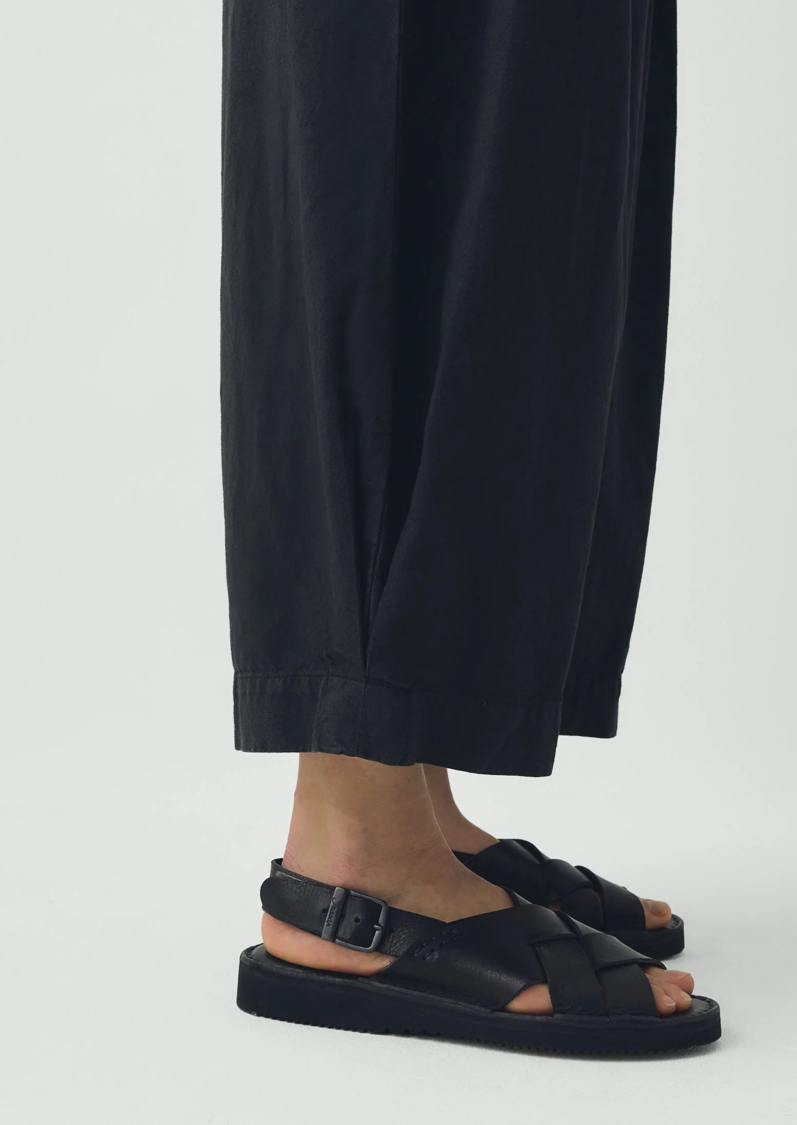 Carys Cotton Linen Canvas Wide Leg Trousers | Soft Black - Image 4